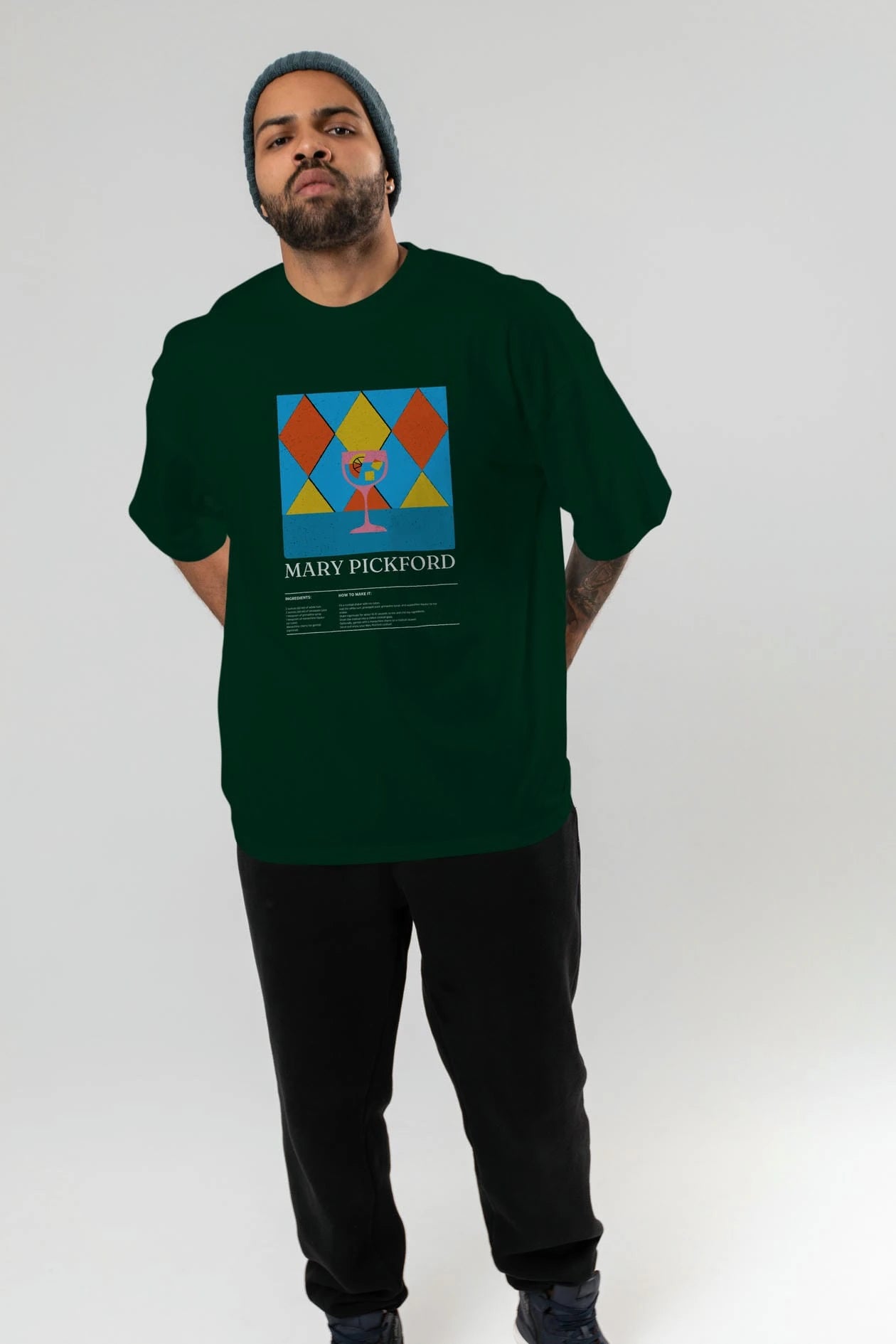 Mary Pickford Kokteyl Ön Baskılı Oversize t-shirt Erkek Kadın %100 Pamuk Bisiklet Yaka tişort
