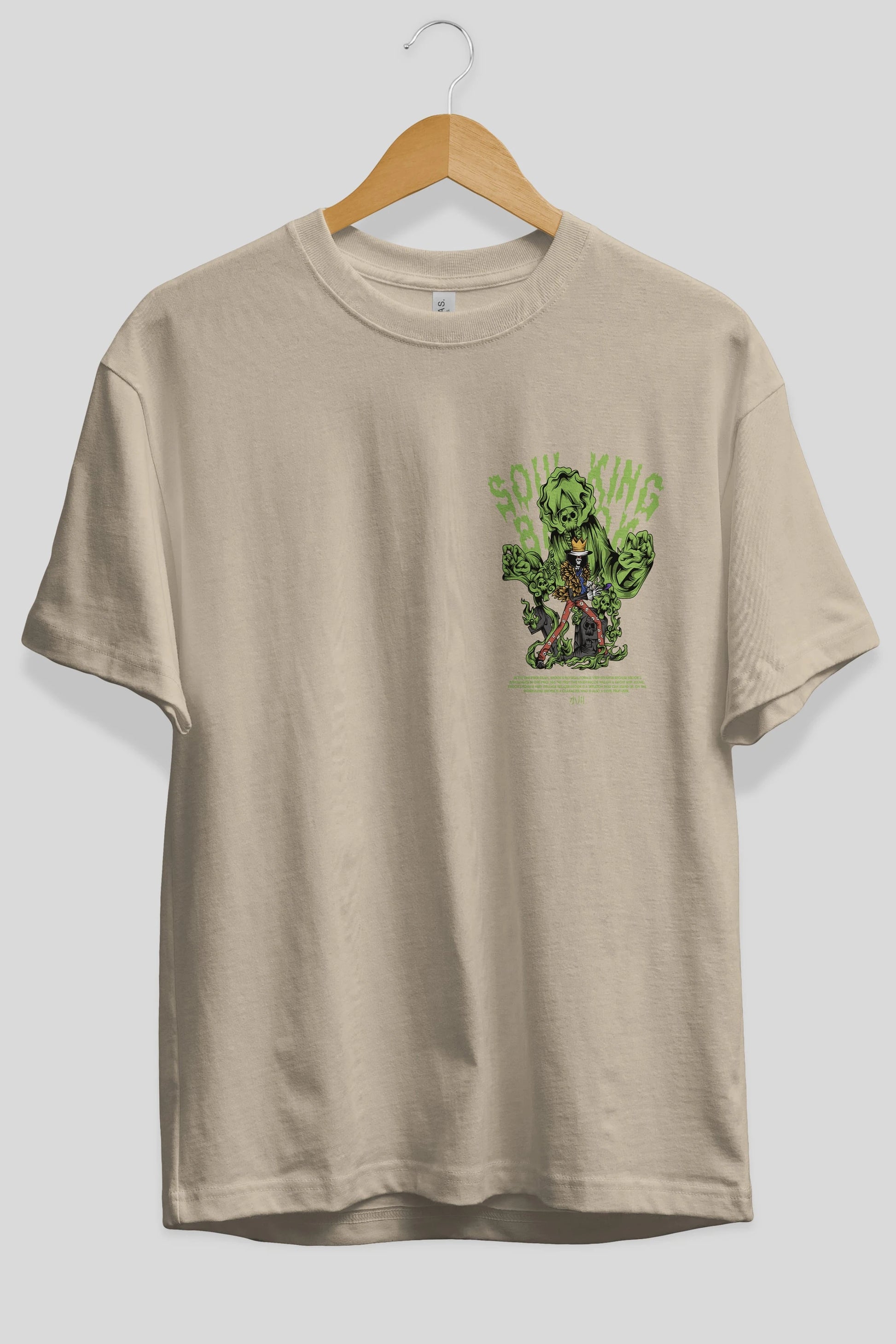 Soul King Brook Ön Sol Baskılı Oversize t-shirt Erkek Kadın Unisex %100 Pamuk Bisiklet Yaka tişort