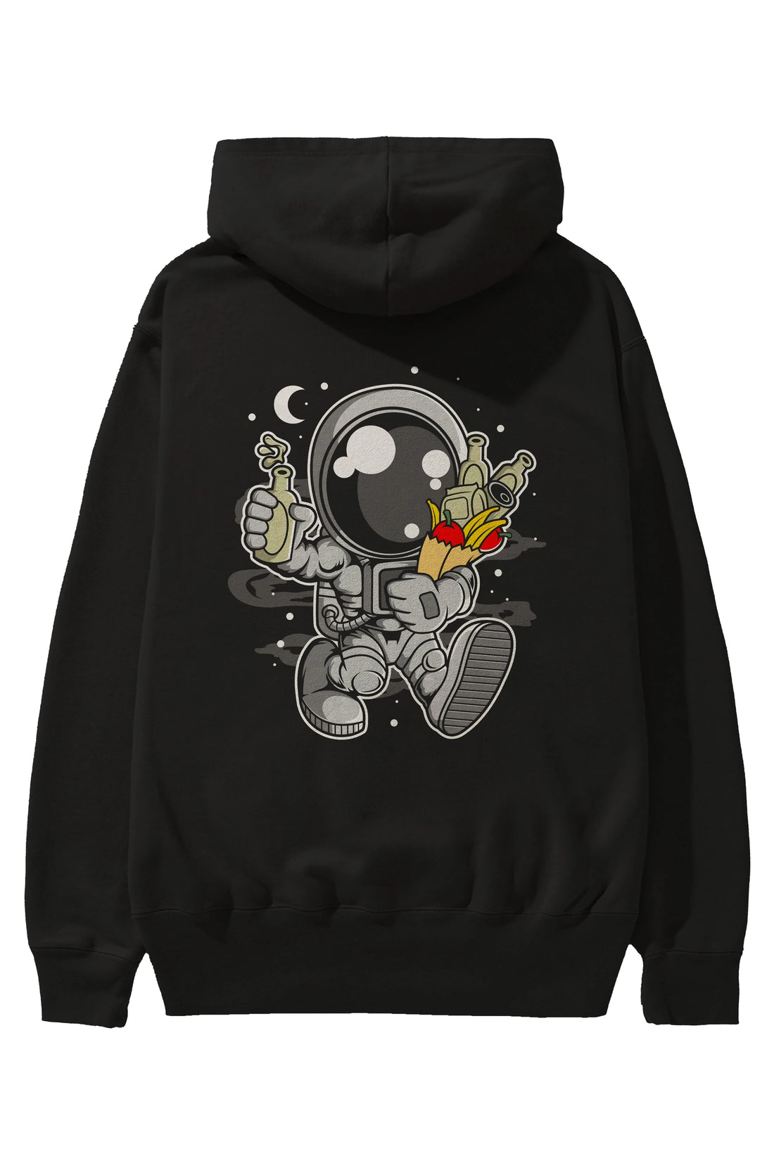 Astronaut Grochery Arka Baskılı Hoodie Oversize Kapüşonlu Sweatshirt Erkek Kadın Unisex
