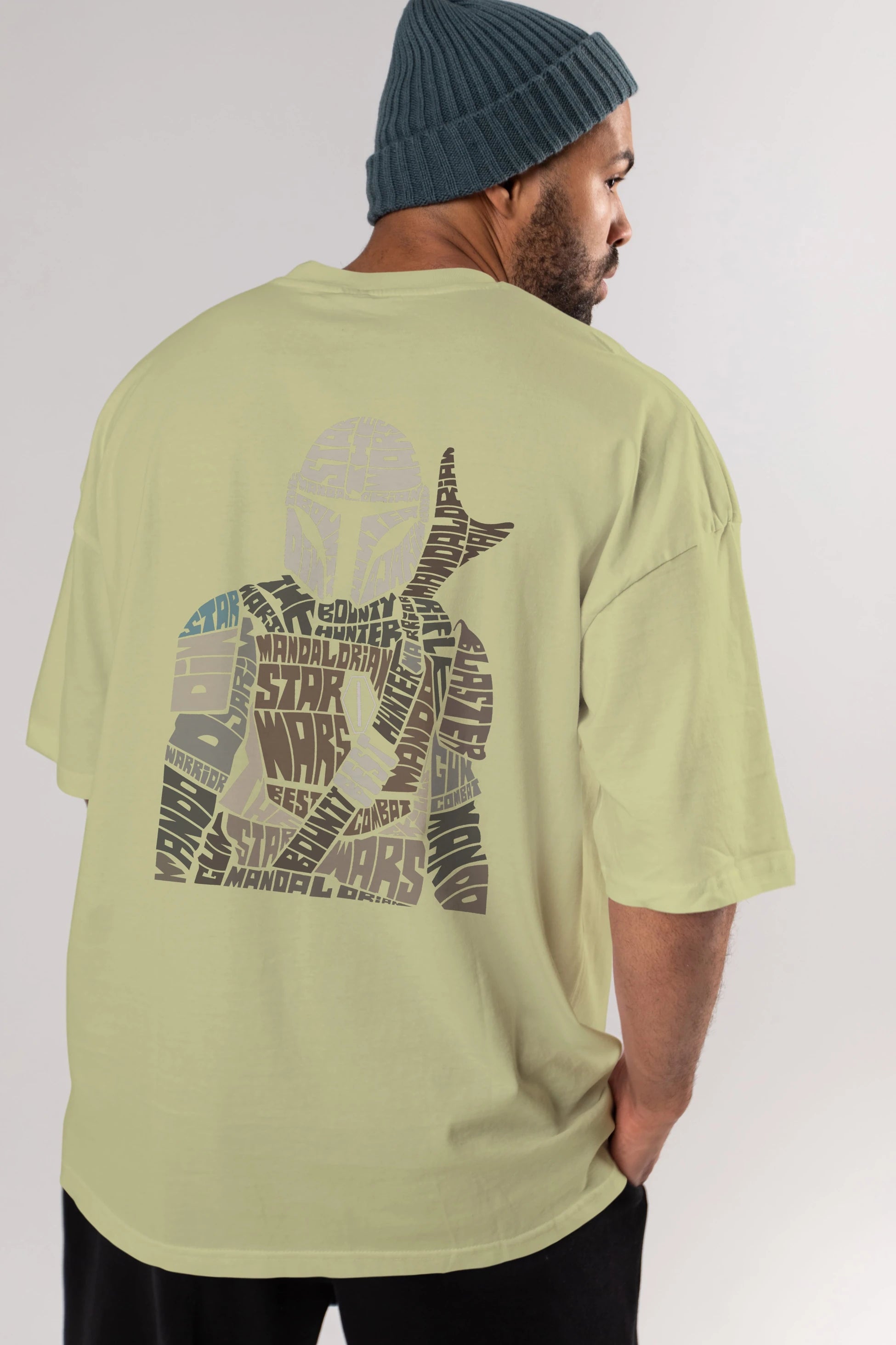 Mandalorian Arka Baskılı Oversize t-shirt %100 pamuk Erkek Kadın Unisex