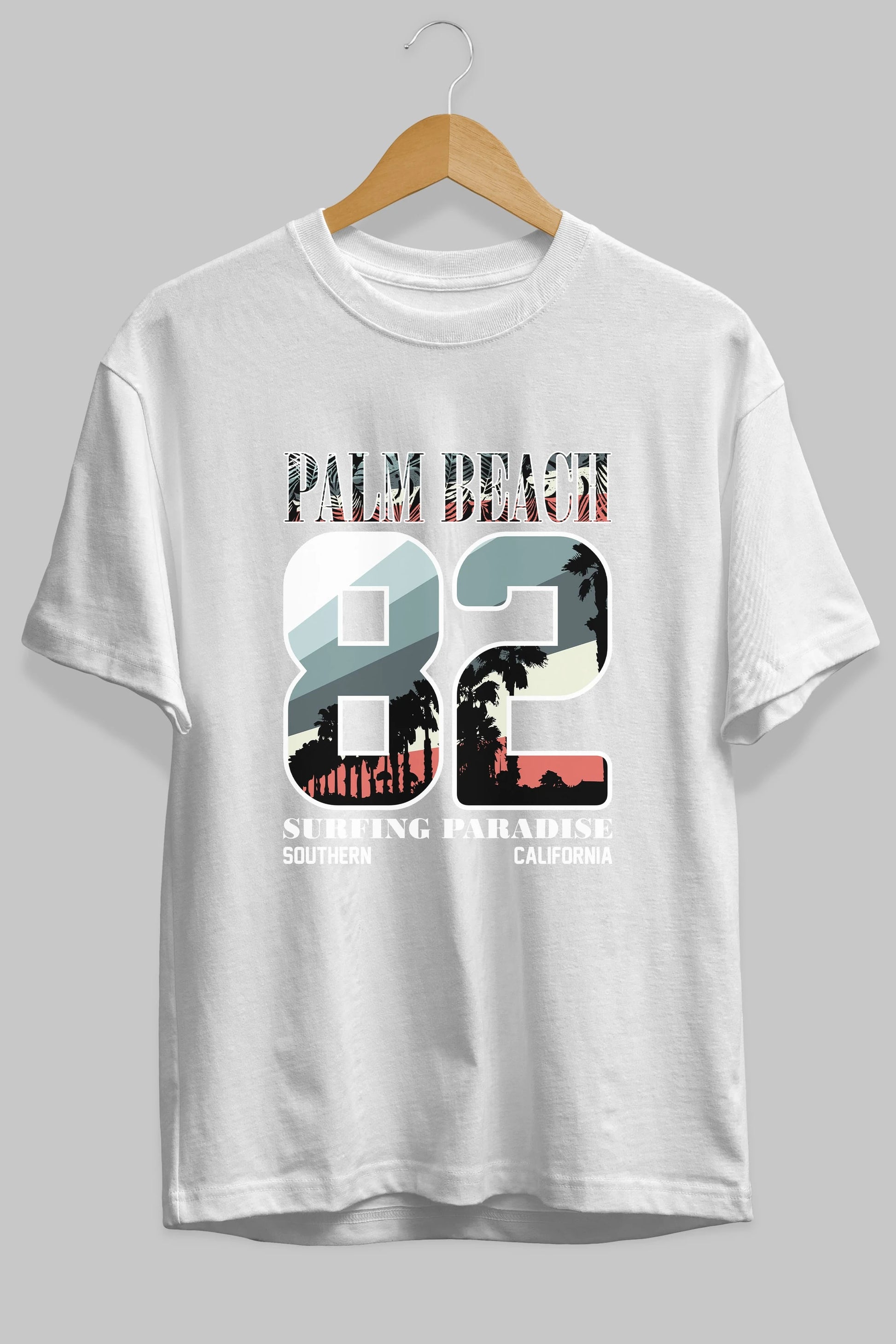 Palm Beach 82 Ön Baskılı Oversize t-shirt Erkek Kadın Unisex