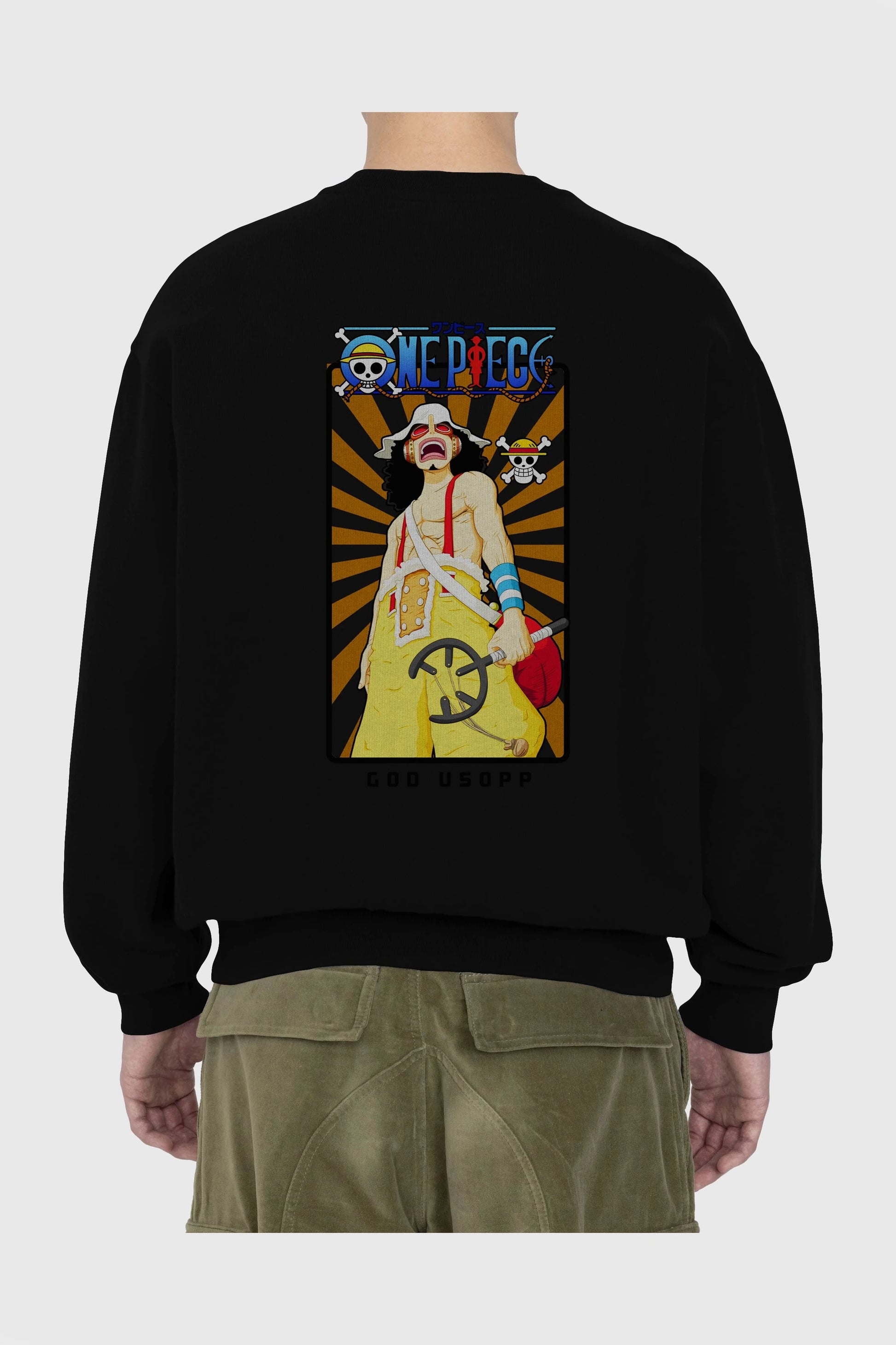 Usopp Arka Baskılı Anime Oversize Sweatshirt Erkek Kadın Unisex