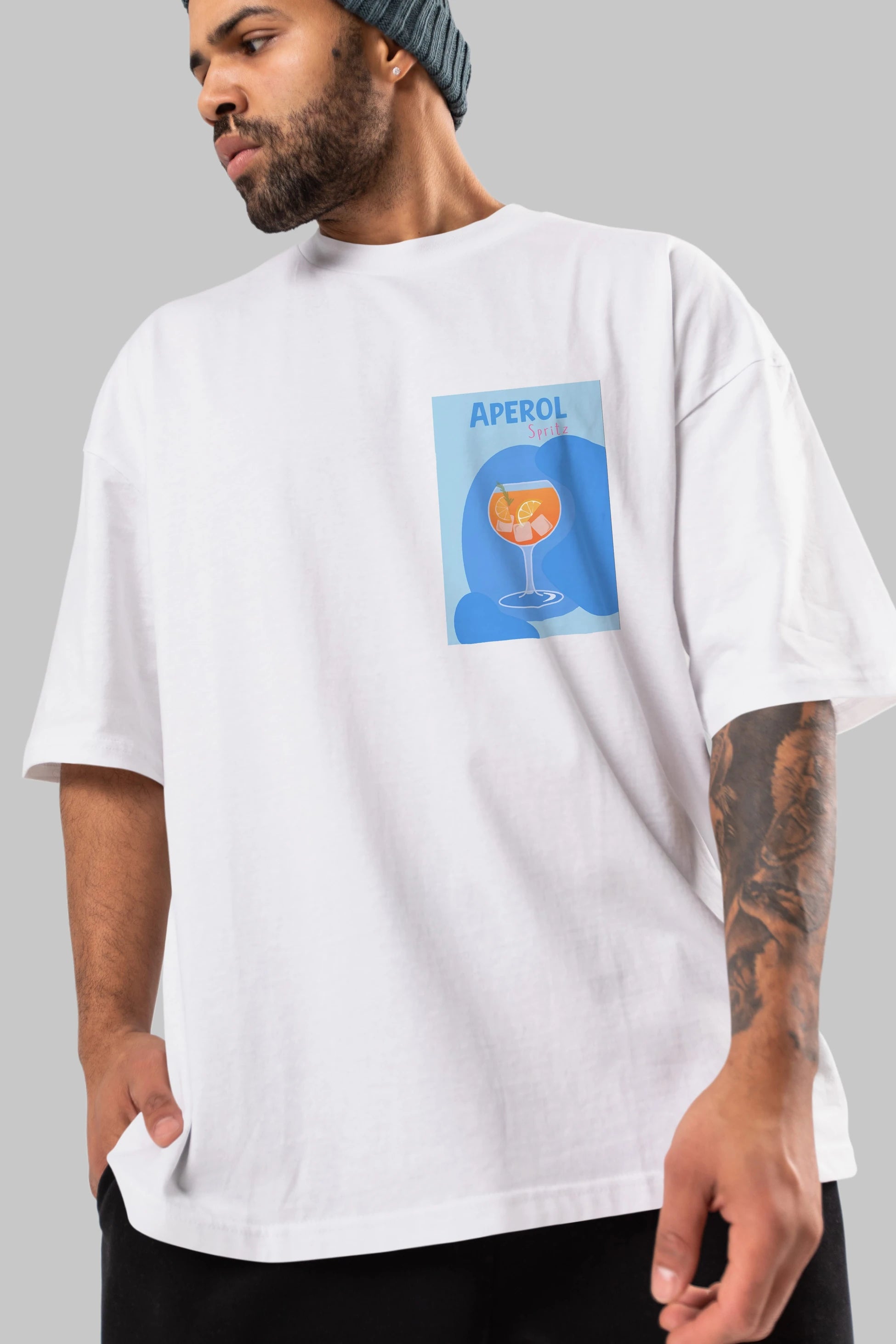Aperol Spritz 10 Ön Sol Baskılı Oversize t-shirt Erkek Kadın Unisex %100 Pamuk Bisiklet Yaka tişort