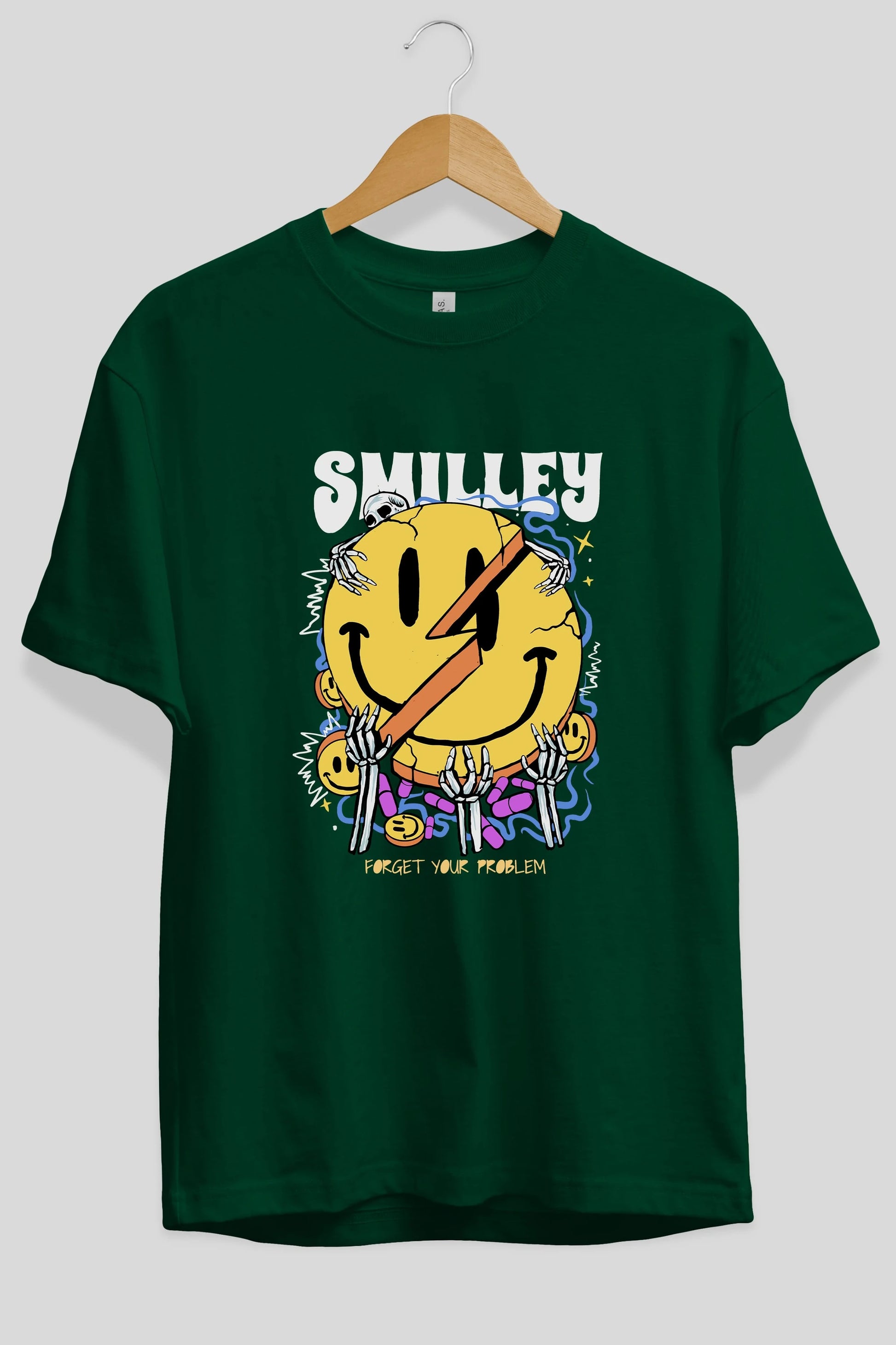 Smilley Streetwear Ön Baskılı Oversize t-shirt Erkek Kadın Unisex