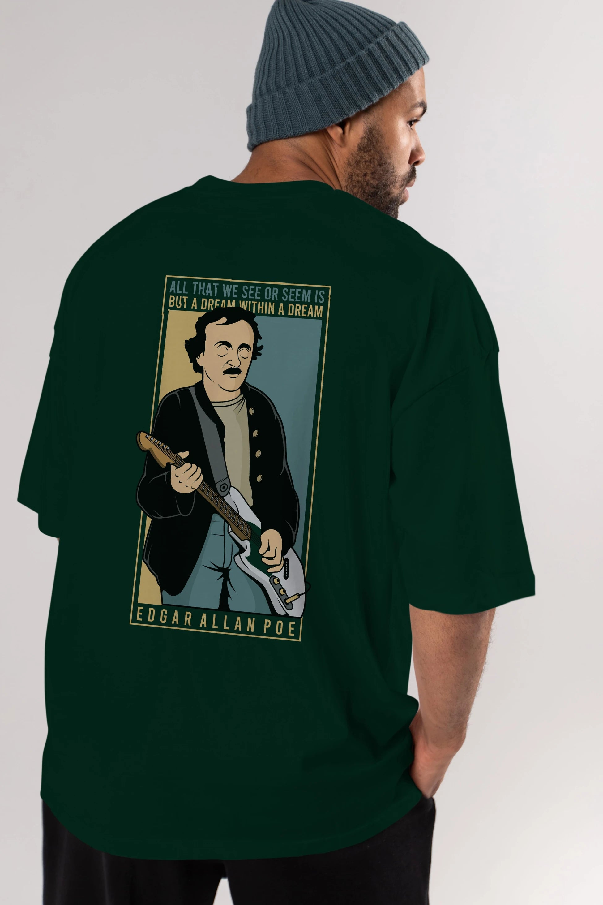 Edgar Alan Cobain Arka Baskılı Oversize t-shirt Erkek Kadın Unisex %100 Pamuk tişort