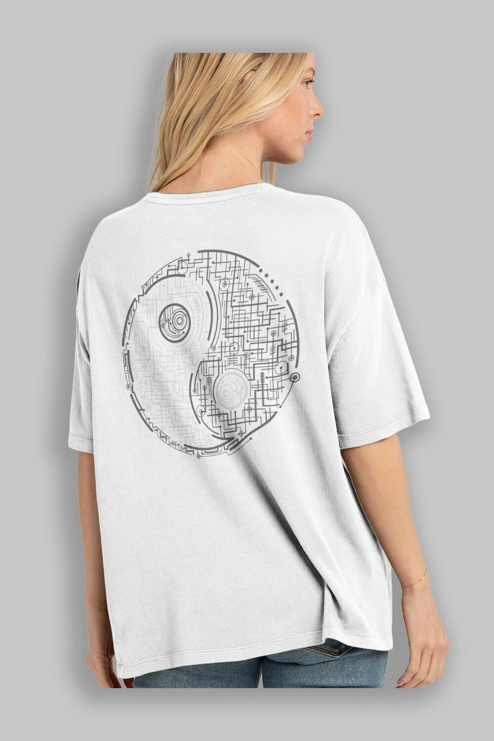 Electric Balance Arka Baskılı Oversize t-shirt %100 pamuk Erkek Kadın Unisex