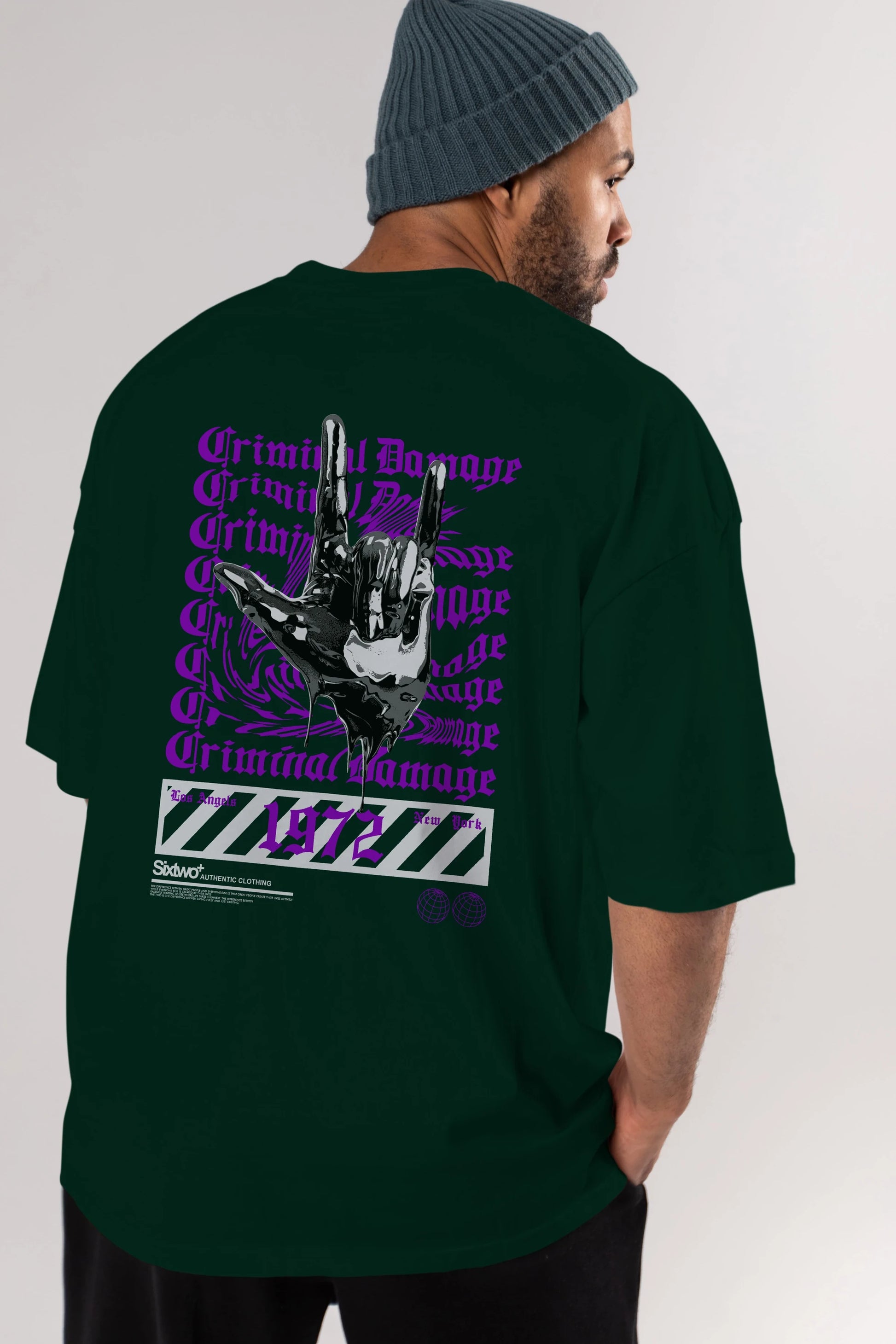 Criminal Damage 2 Arka Baskılı Oversize t-shirt Erkek Kadın Unisex