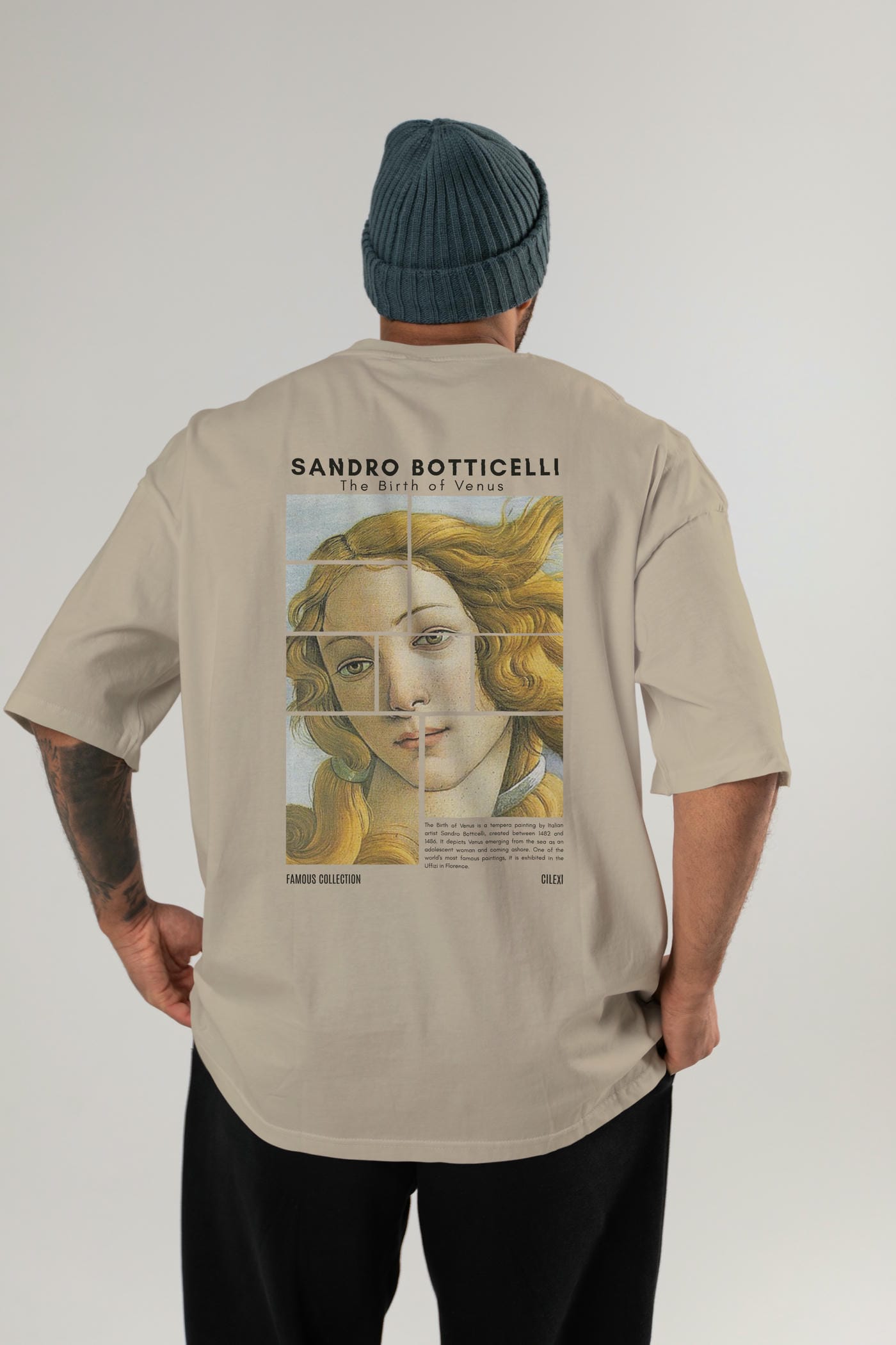 Sandro Botticelli Arka Baskılı Oversize t-shirt Erkek Kadın Bisiklet Yaka Pamuk tişort