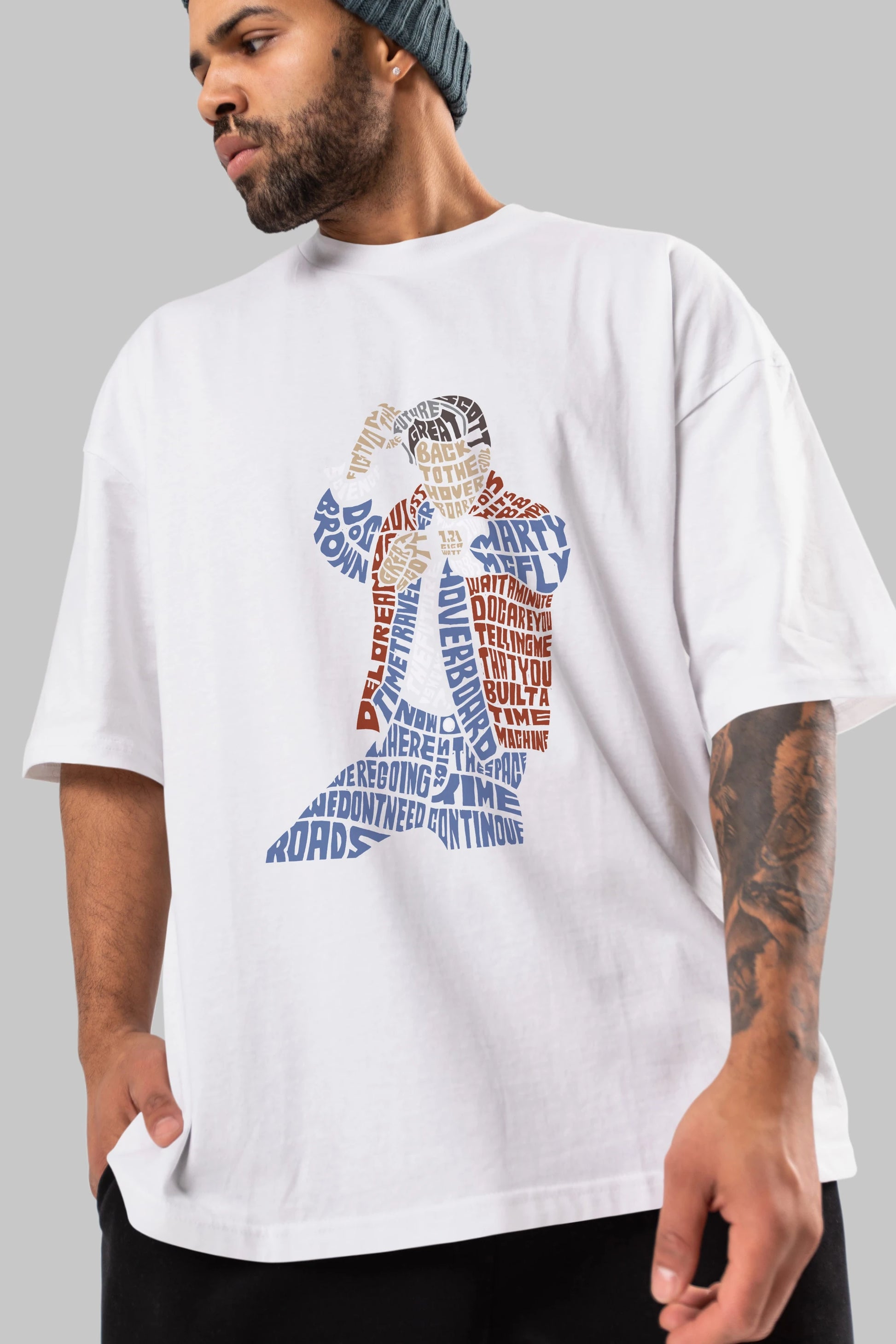 Back To The Hoverboard Ön Baskılı Oversize t-shirt %100 pamuk Erkek Kadın Unisex