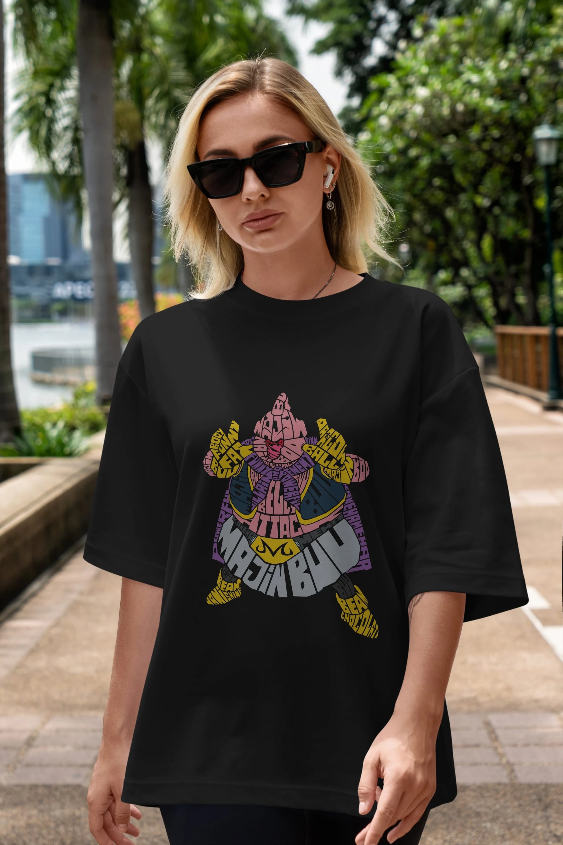 Majin Buu Ön Baskılı Oversize t-shirt %100 pamuk Erkek Kadın Unisex