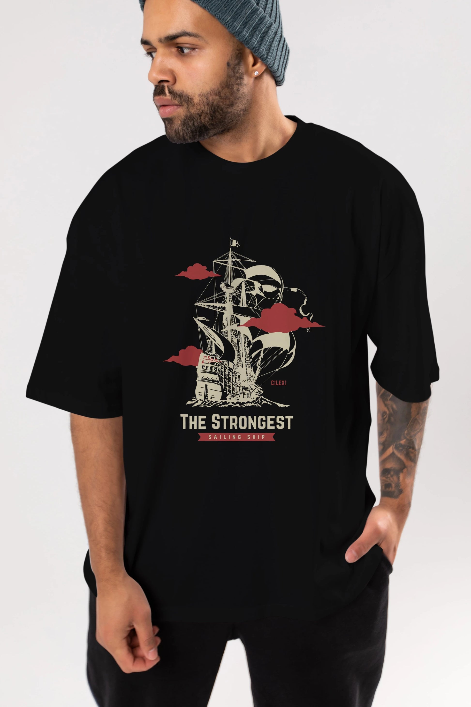 The Strongest Yazılı Ön Baskılı Oversize t-shirt Erkek Kadın Unisex