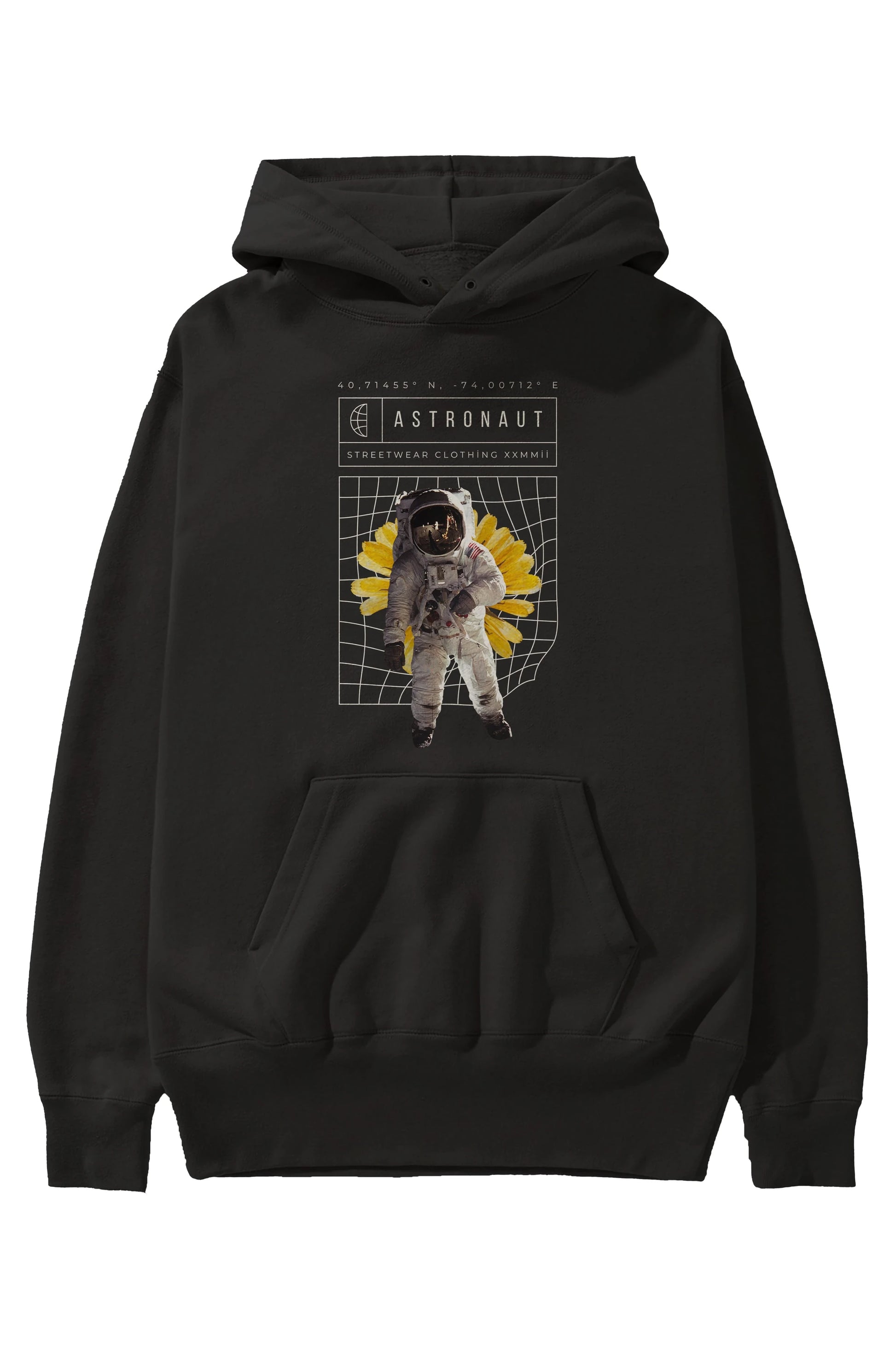 Astronaut Streetwear Ön Baskılı Oversize Hoodie Kapüşonlu Sweatshirt Erkek Kadın Unisex