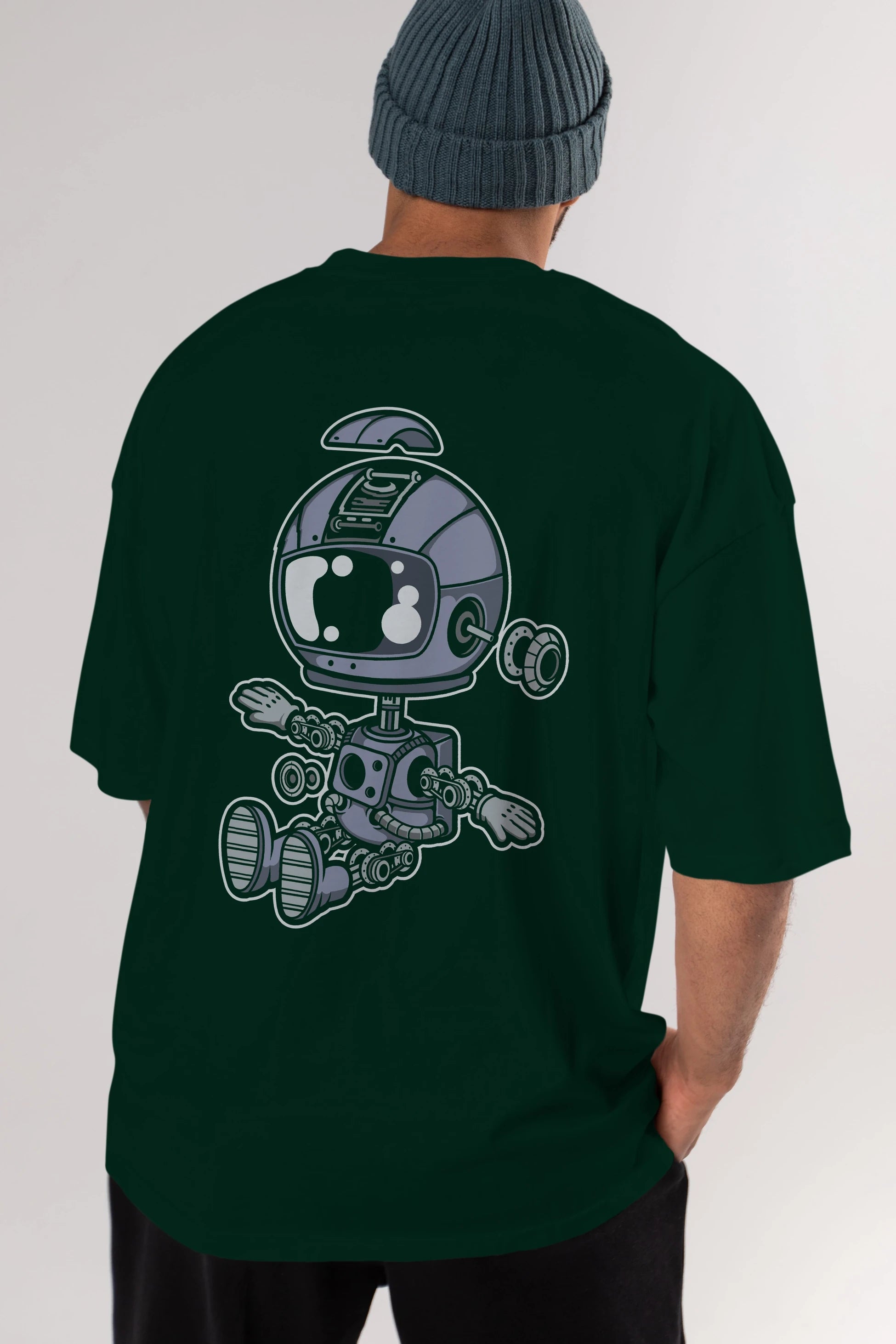 Astronaut Robot Arka Baskılı Oversize t-shirt Erkek Kadın Unisex