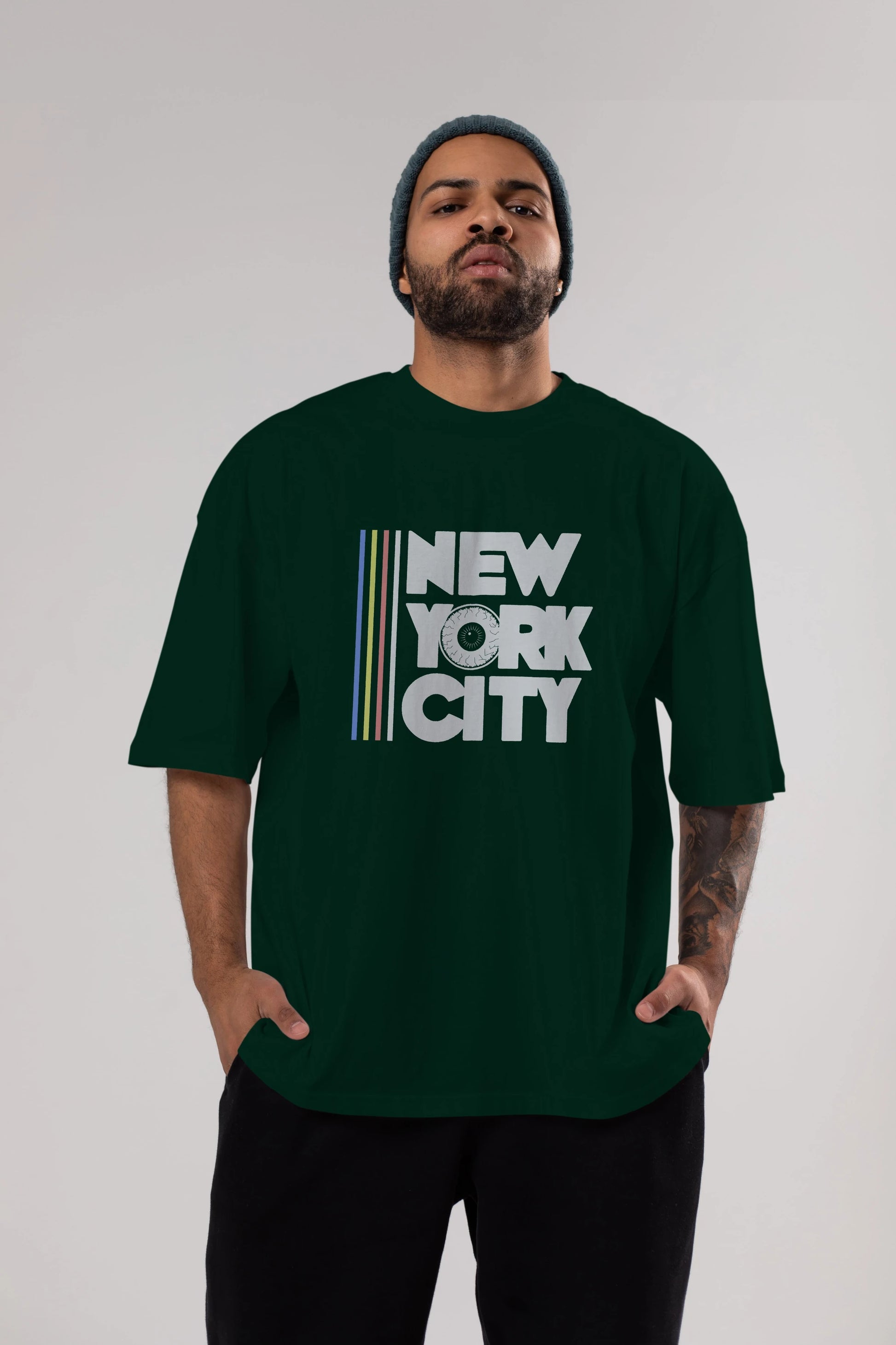New York City Style Ön Baskılı Oversize t-shirt Erkek Kadın Unisex