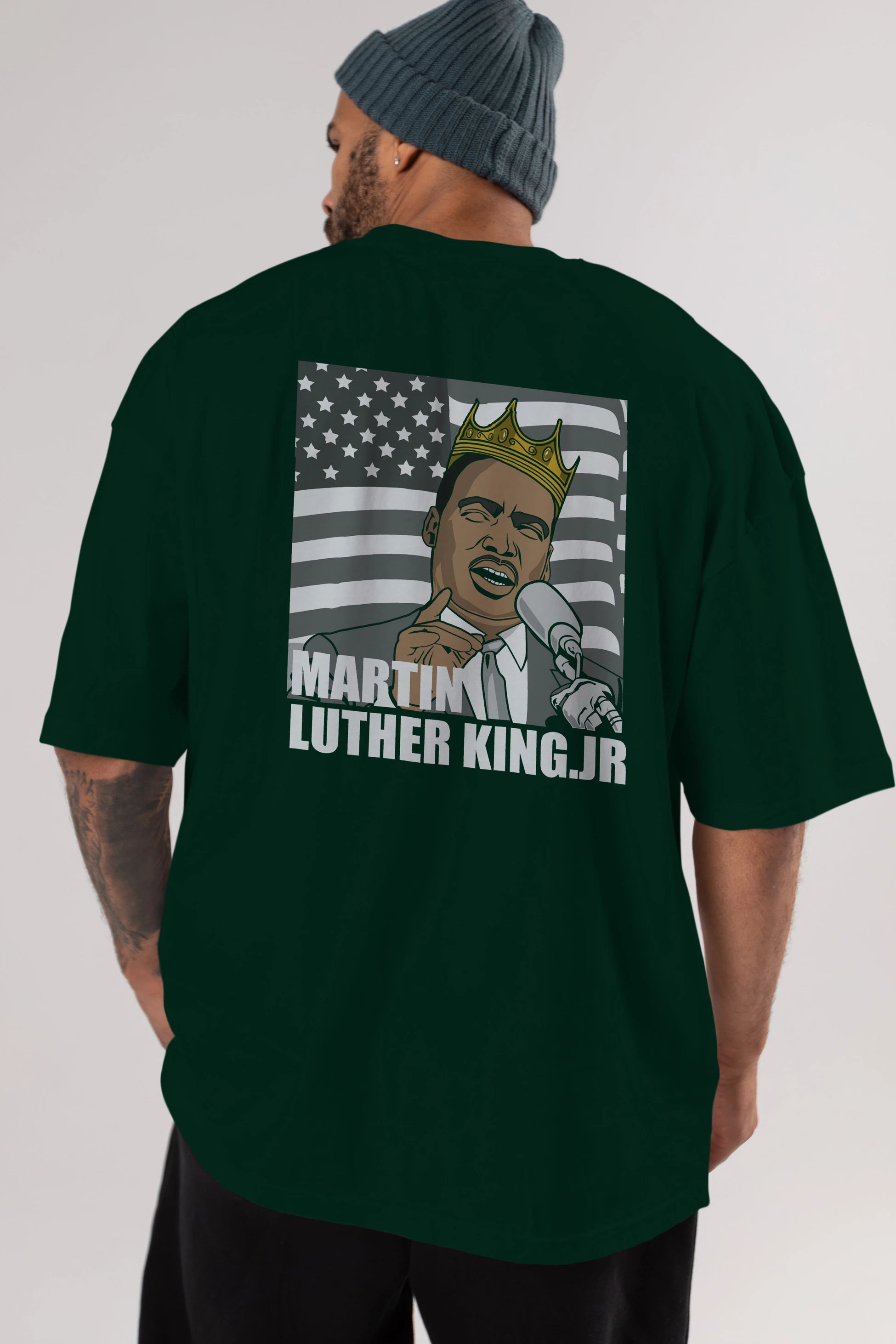 Luther King Arka Baskılı Oversize t-shirt Erkek Kadın Unisex %100 Pamuk tişort