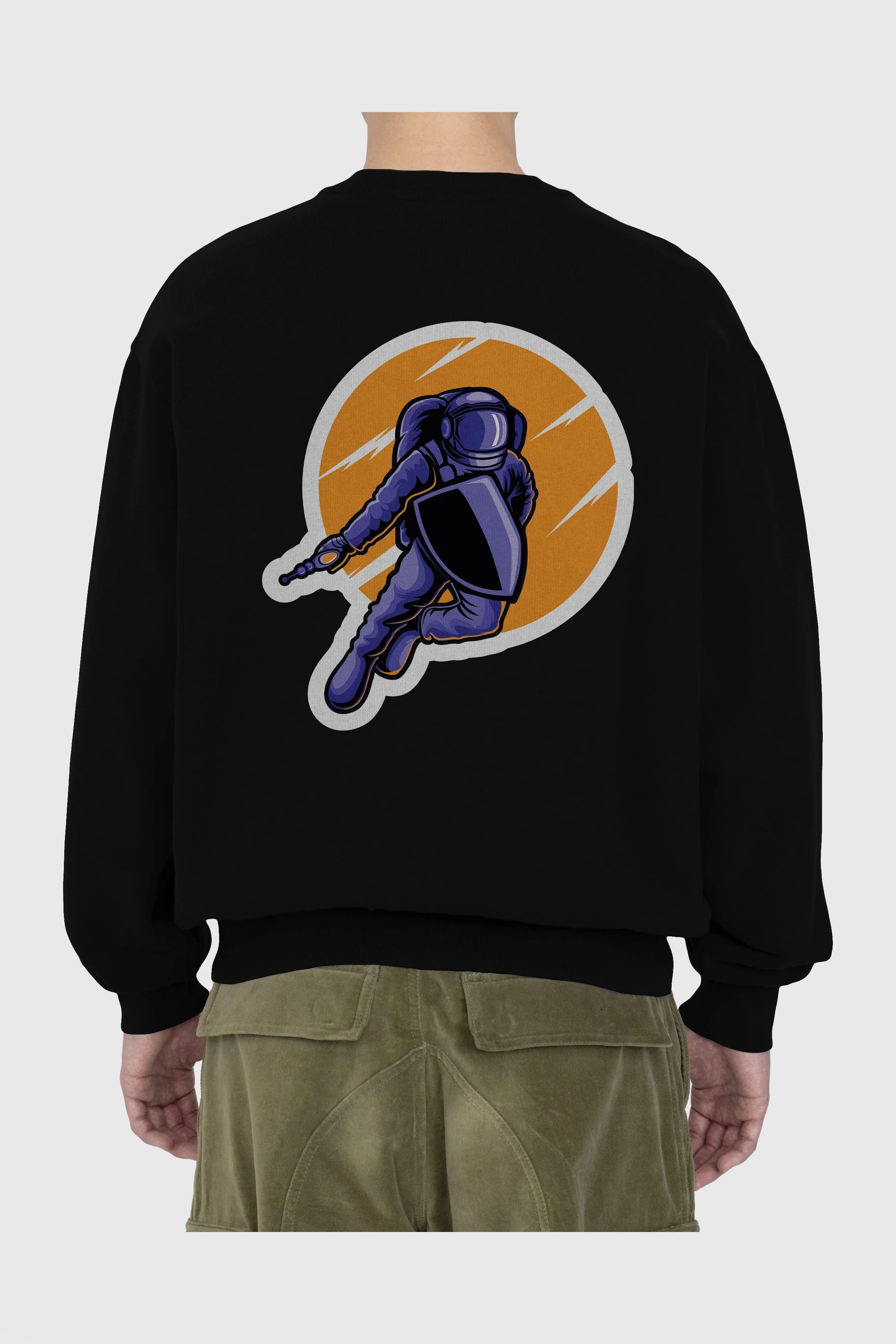 Astro Wars Sticker Arka Baskılı Oversize Sweatshirt Erkek Kadın Unisex