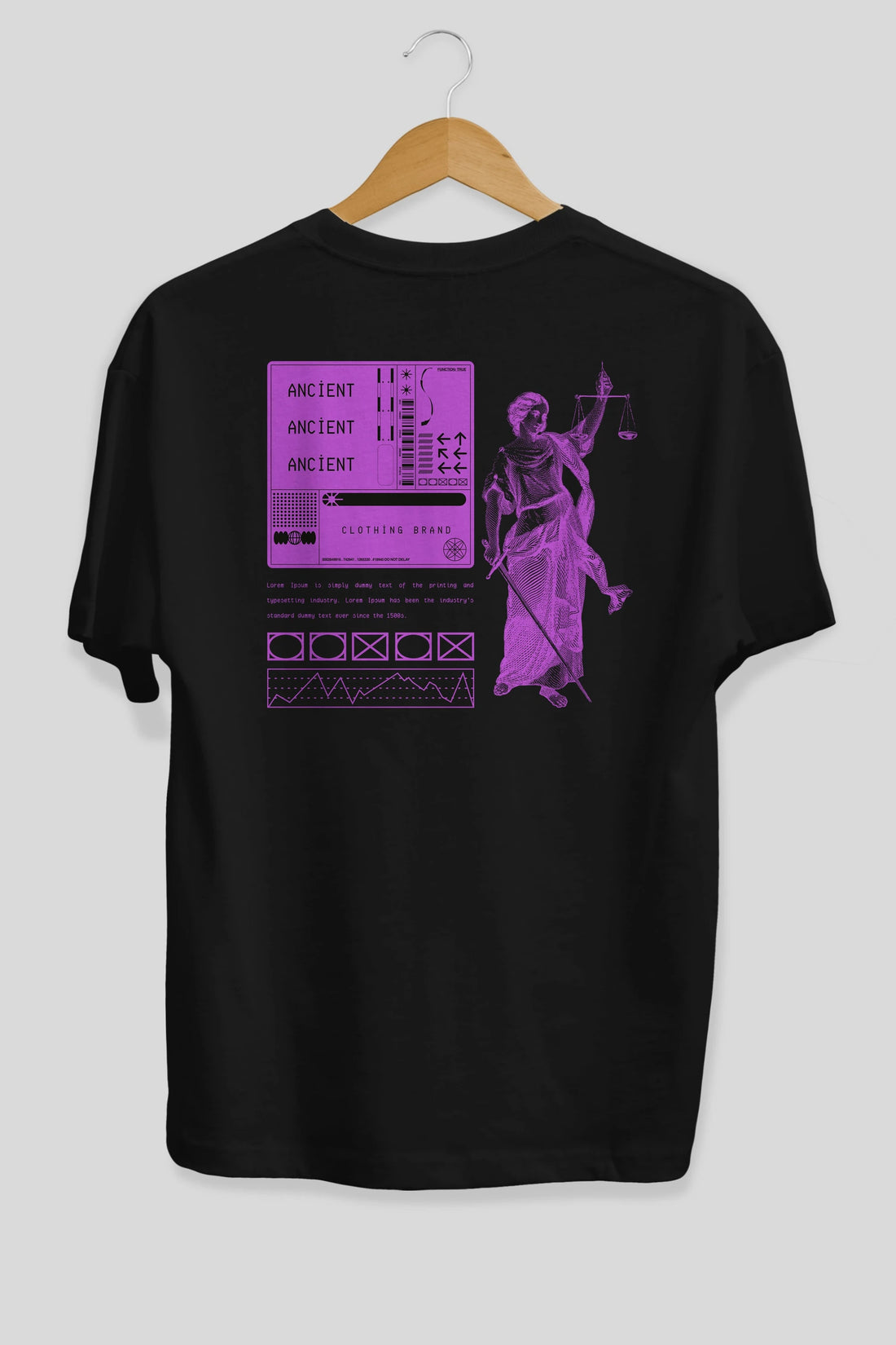Ancient Streetwear Arka Baskılı Oversize t-shirt Erkek Kadın Unisex