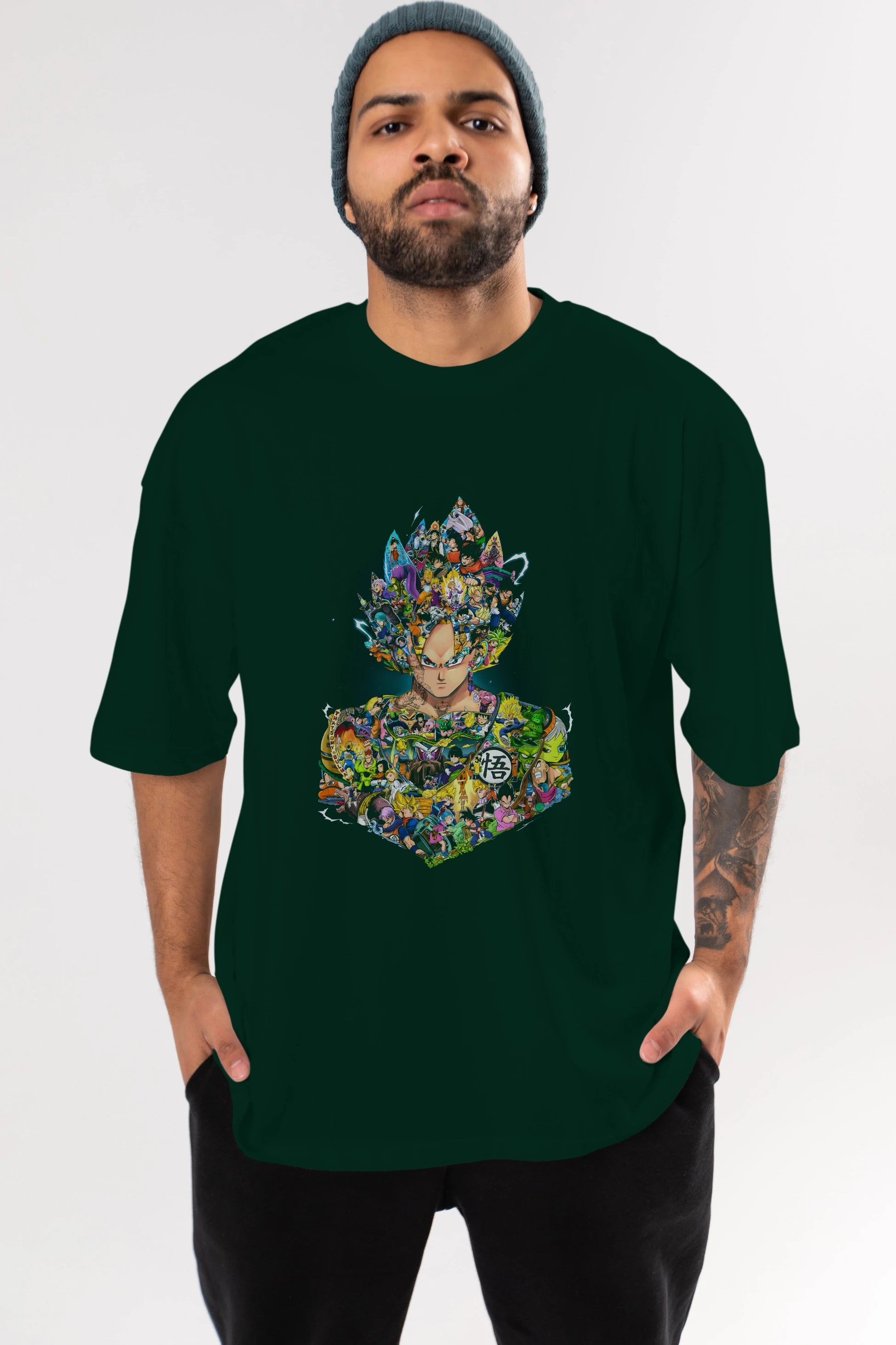 DRAGON BALL ART Anime Ön Baskılı Oversize t-shirt %100 pamuk Erkek Kadın Unisex