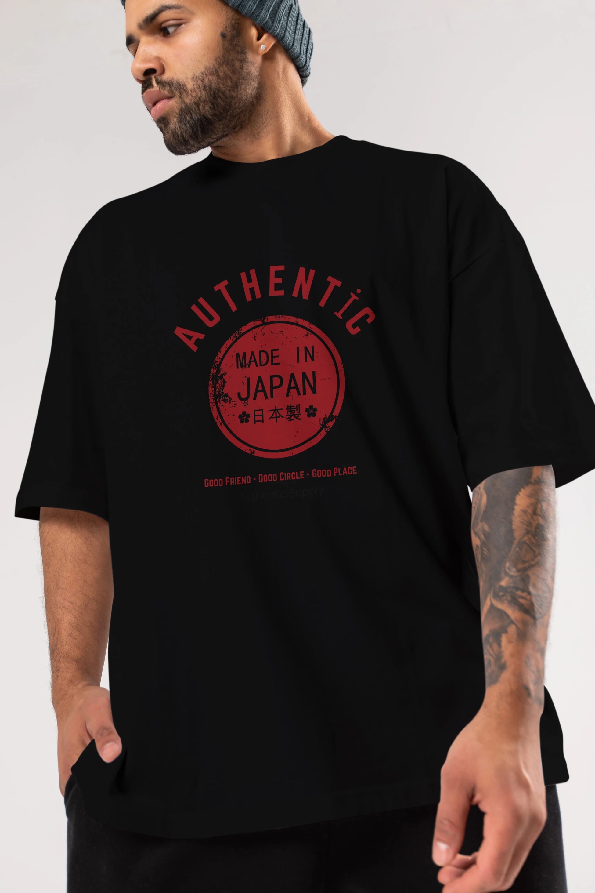 Authentic Japan Style Ön Baskılı Oversize t-shirt Erkek Kadın Unisex