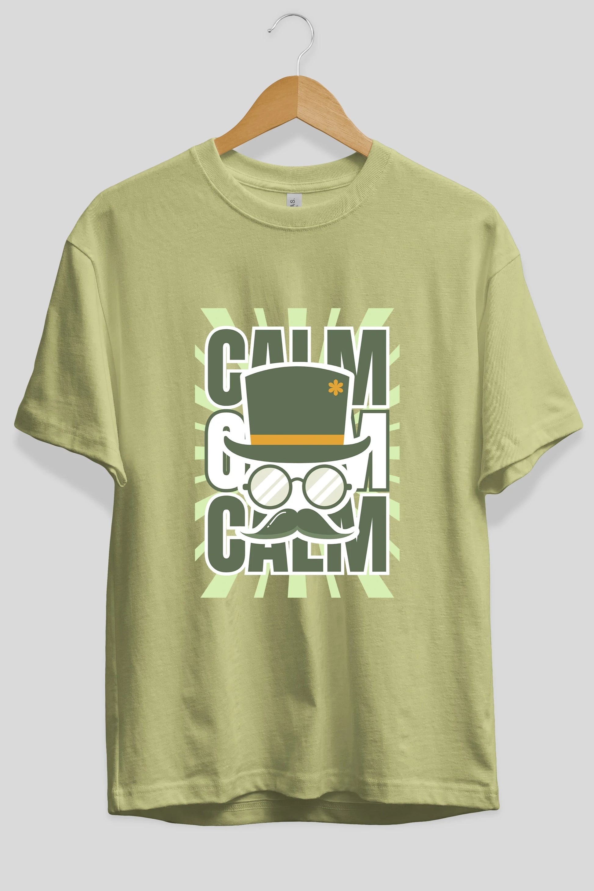Calm Yazılı Ön Baskılı Oversize t-shirt Erkek Kadın Unisex