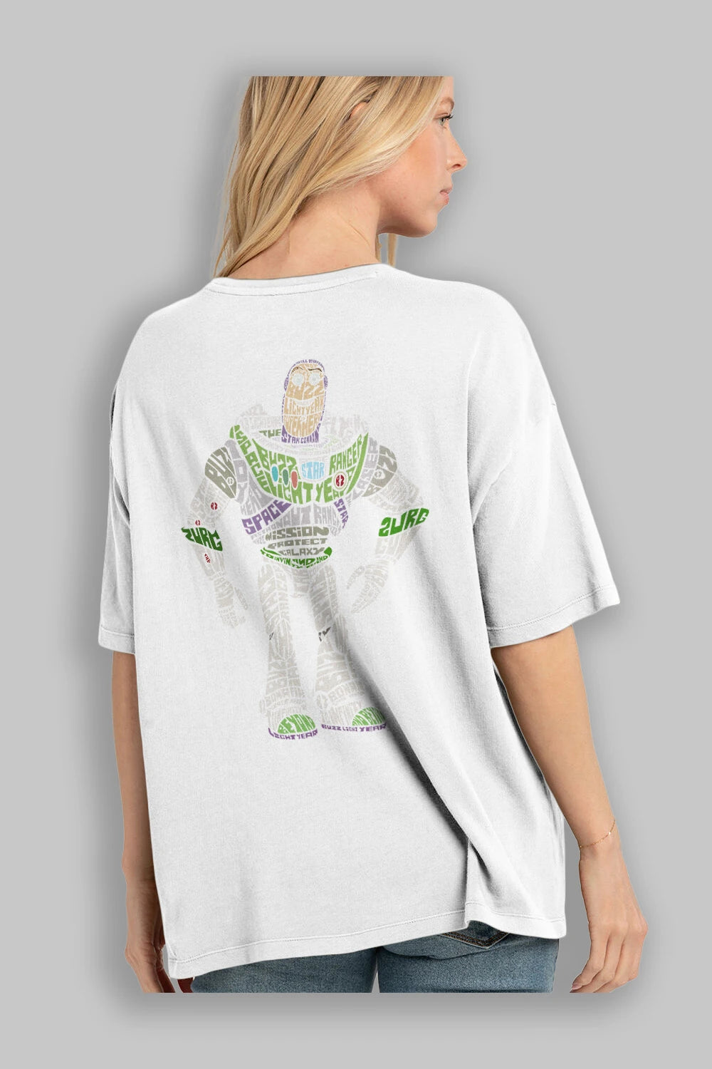 Buzz Arka Baskılı Oversize t-shirt %100 pamuk Erkek Kadın Unisex