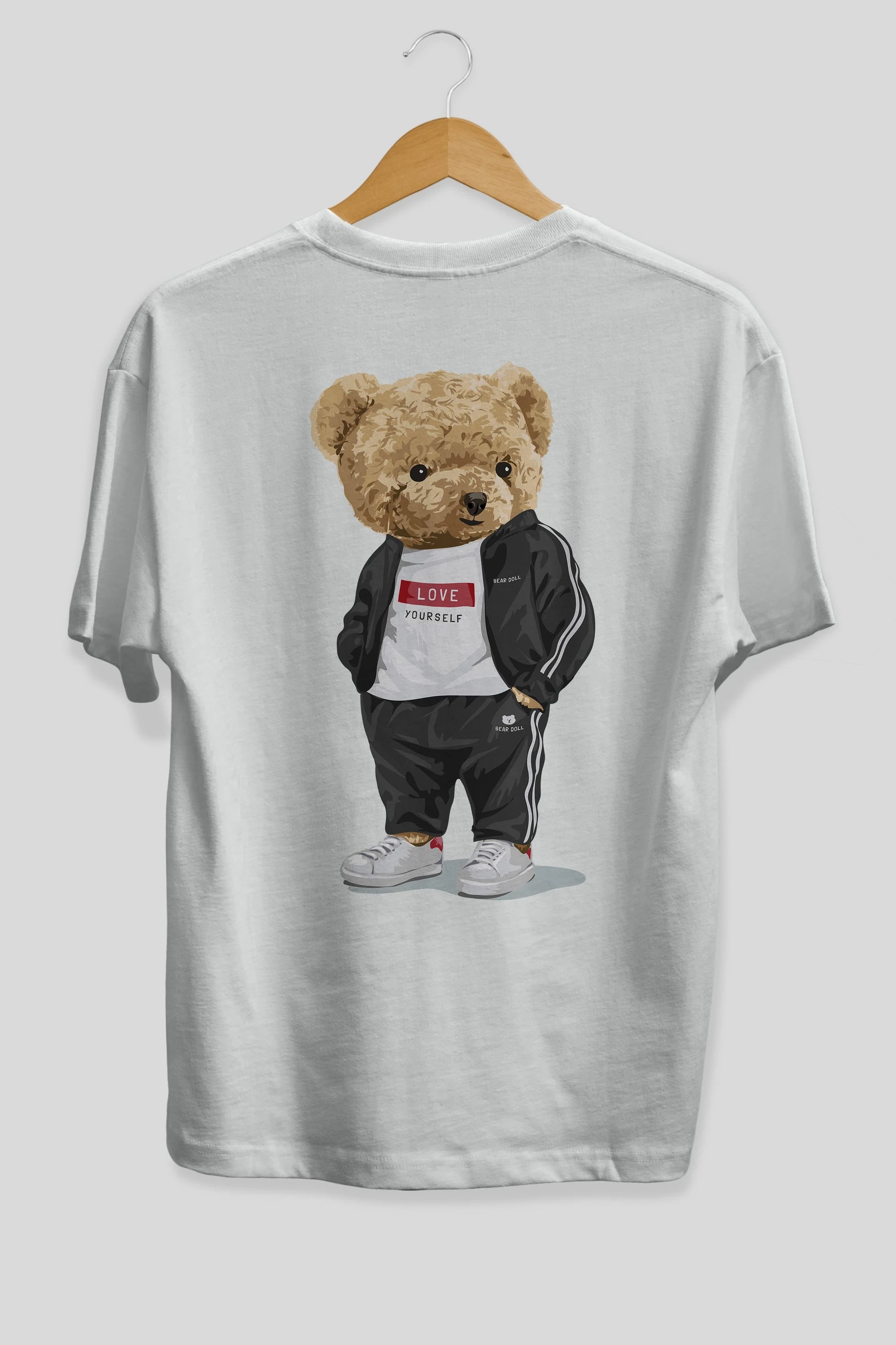 Teddy Bear Love Yourself Arka Baskılı Oversize t-shirt Erkek Kadın Unisex %100 Pamuk