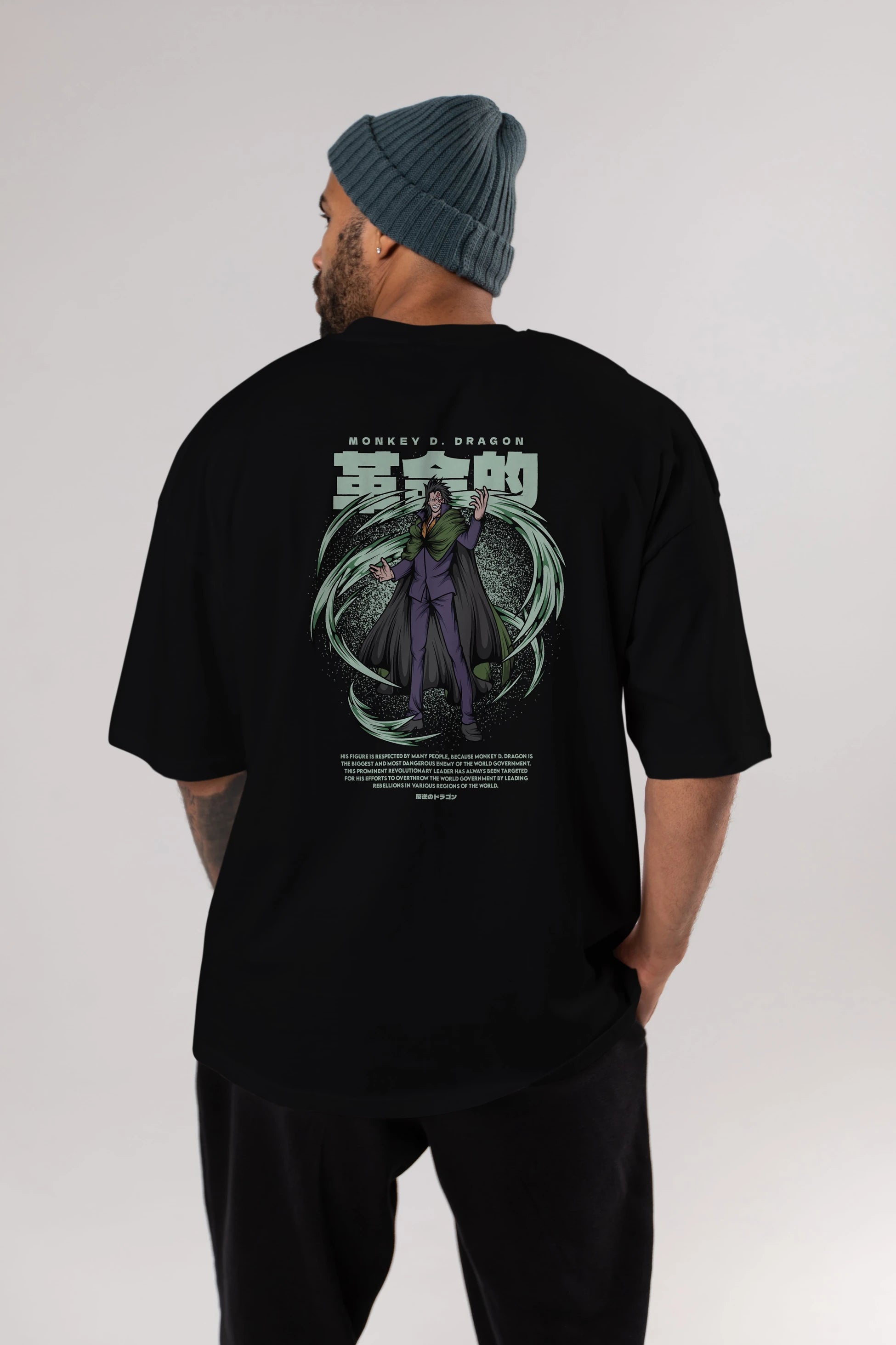 Monkey D. Dragon Anime Arka Baskılı Oversize t-shirt Erkek Kadın Unisex