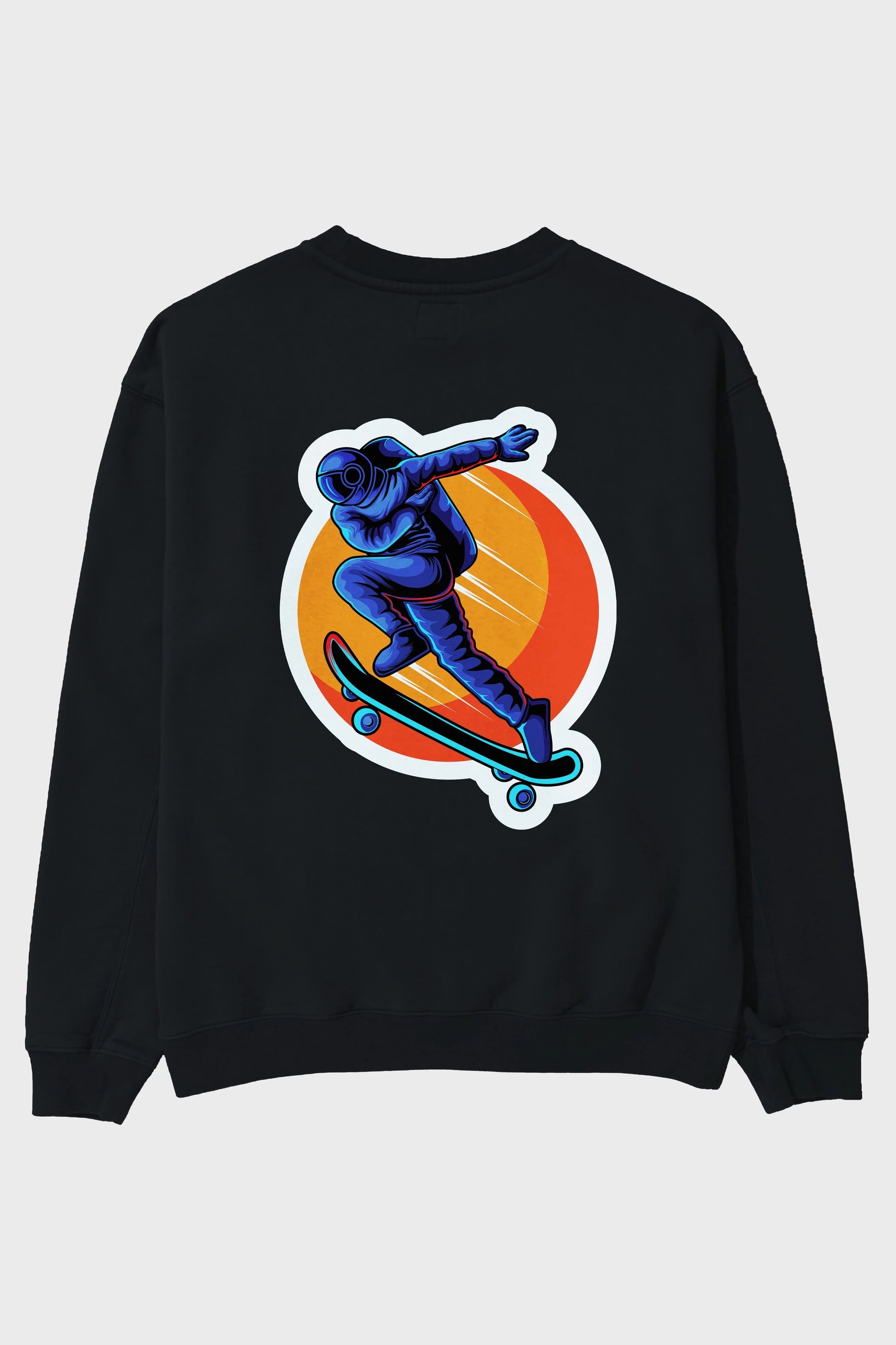 Astroskate Run Sticker Arka Baskılı Oversize Sweatshirt Erkek Kadın Unisex