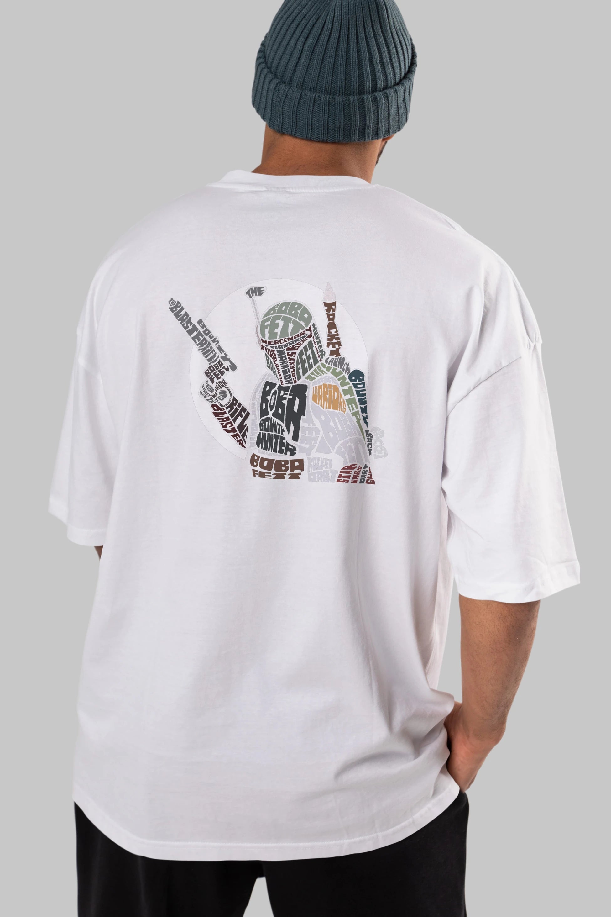 Boba Fett Arka Baskılı Oversize t-shirt %100 pamuk Erkek Kadın Unisex