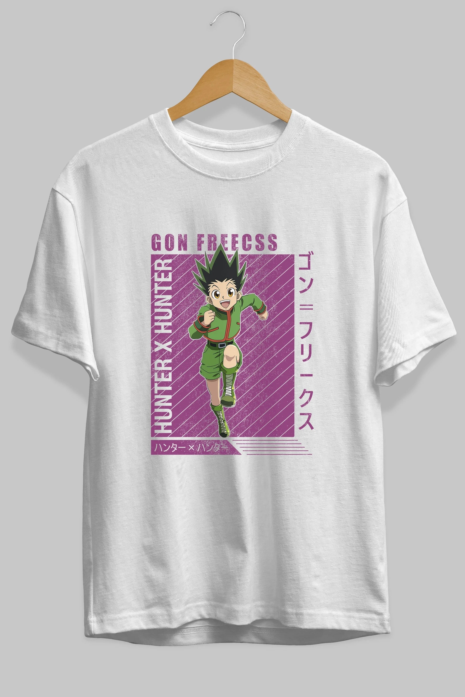 Gon Freecss HUNTER X HUNTER 3 Anime Ön Baskılı Oversize t-shirt %100 pamuk Erkek Kadın Unisex