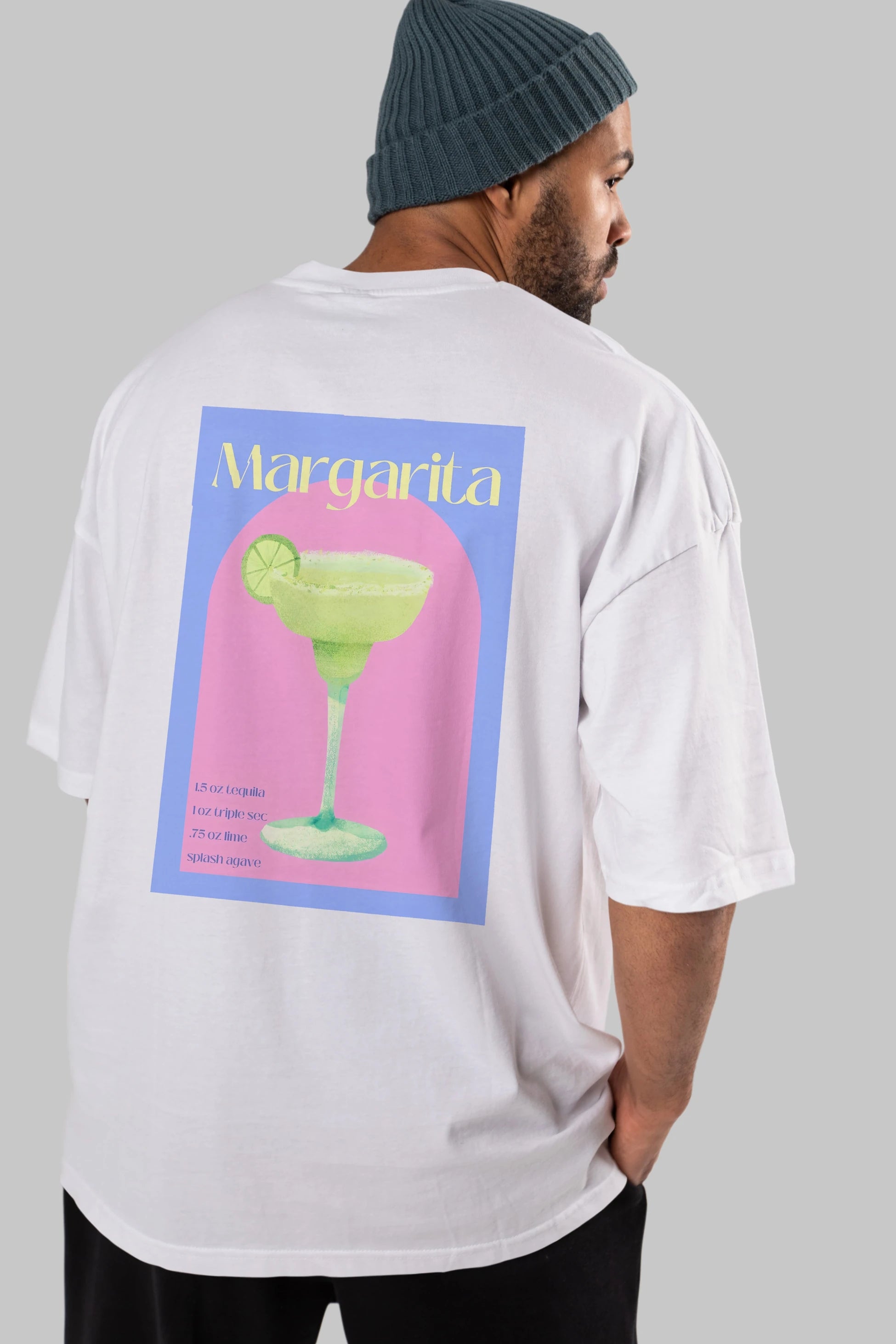 Margarita 6 Arka Baskılı Oversize t-shirt Erkek Kadın Unisex %100 Pamuk Bisiklet Yaka tişort