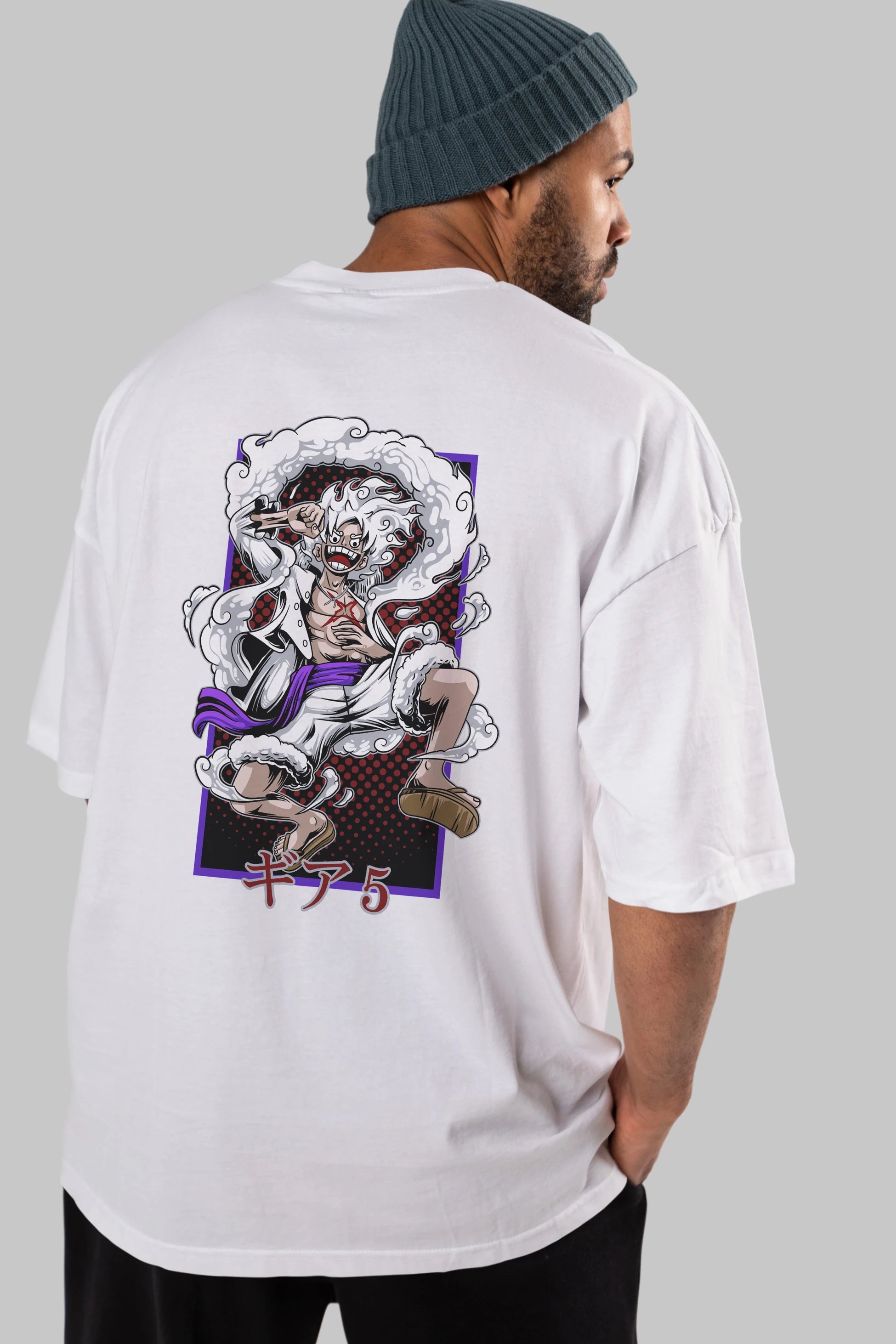 MONKEY D. LUFFY GEAR5 Anime Arka Baskılı Oversize t-shirt Erkek Kadın Unisex