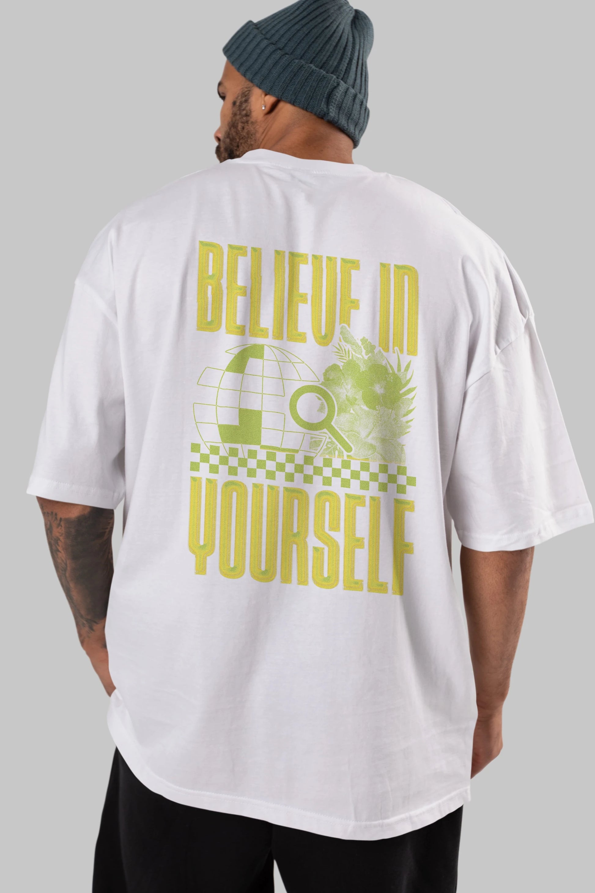 Believe in Yourself Yellow Arka Baskılı Oversize t-shirt Erkek Kadın Unisex