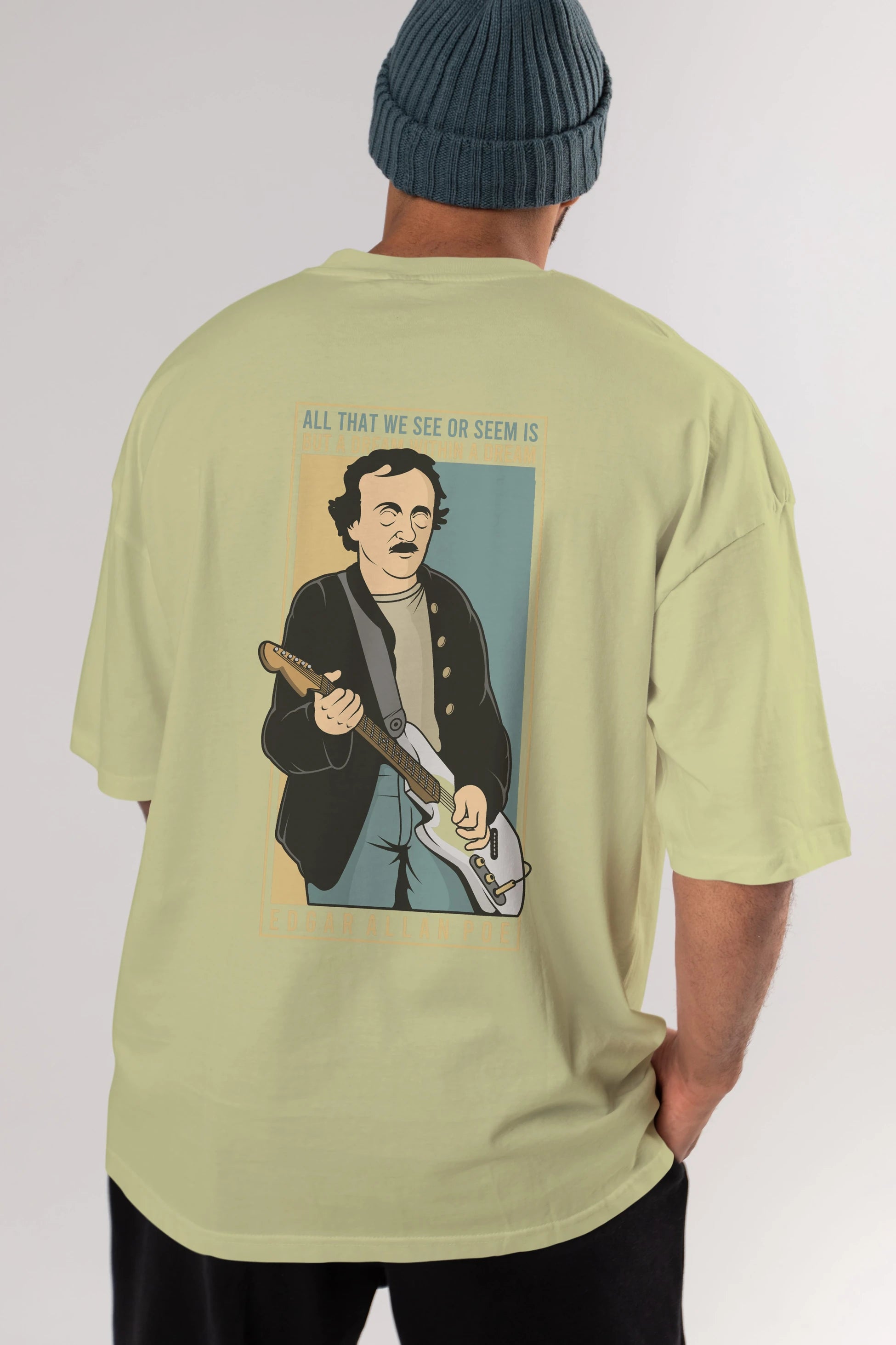 Edgar Alan Cobain Arka Baskılı Oversize t-shirt Erkek Kadın Unisex %100 Pamuk tişort