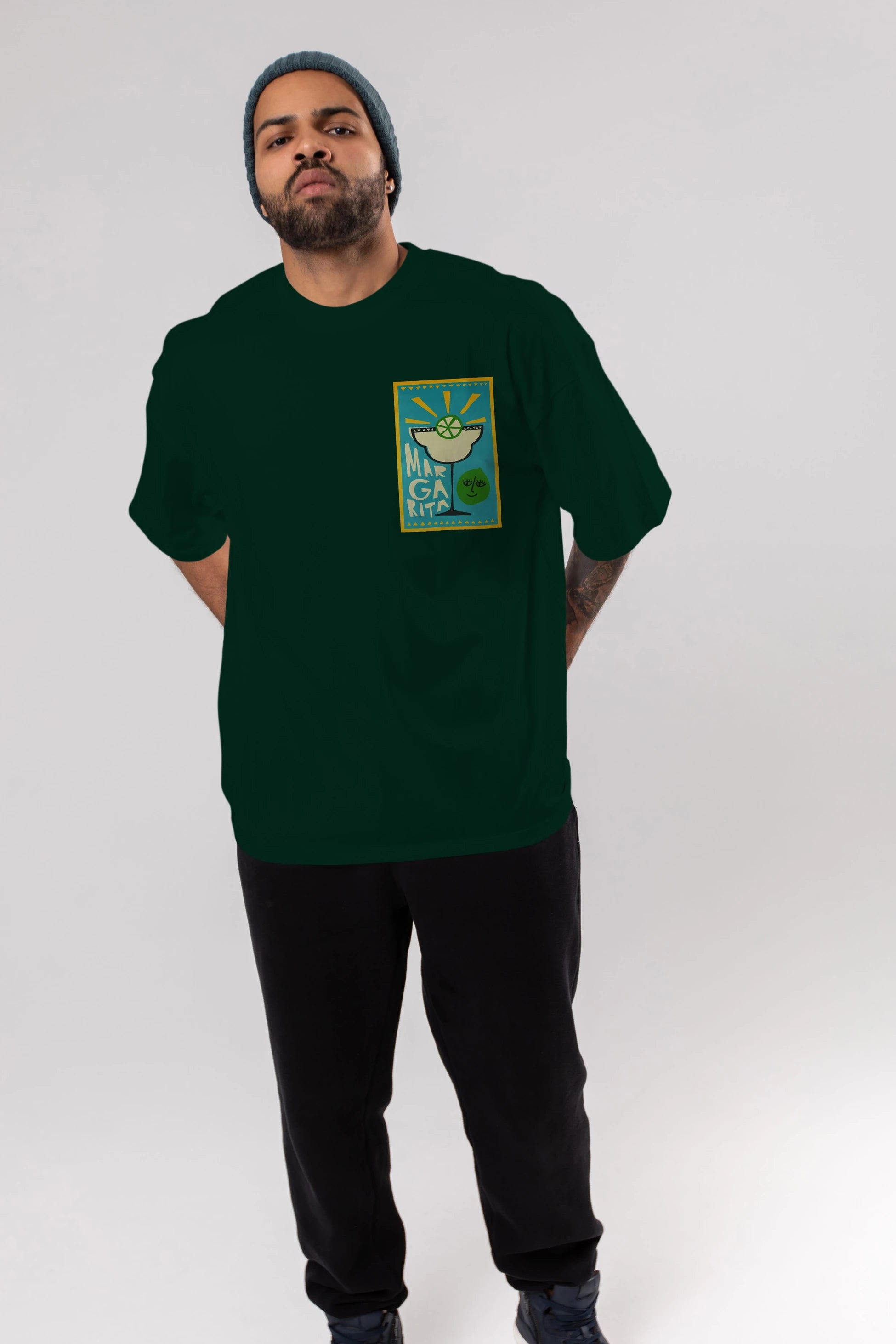Margarita 4 Ön Sol Baskılı Oversize t-shirt Erkek Kadın Unisex %100 Pamuk Bisiklet Yaka tişort