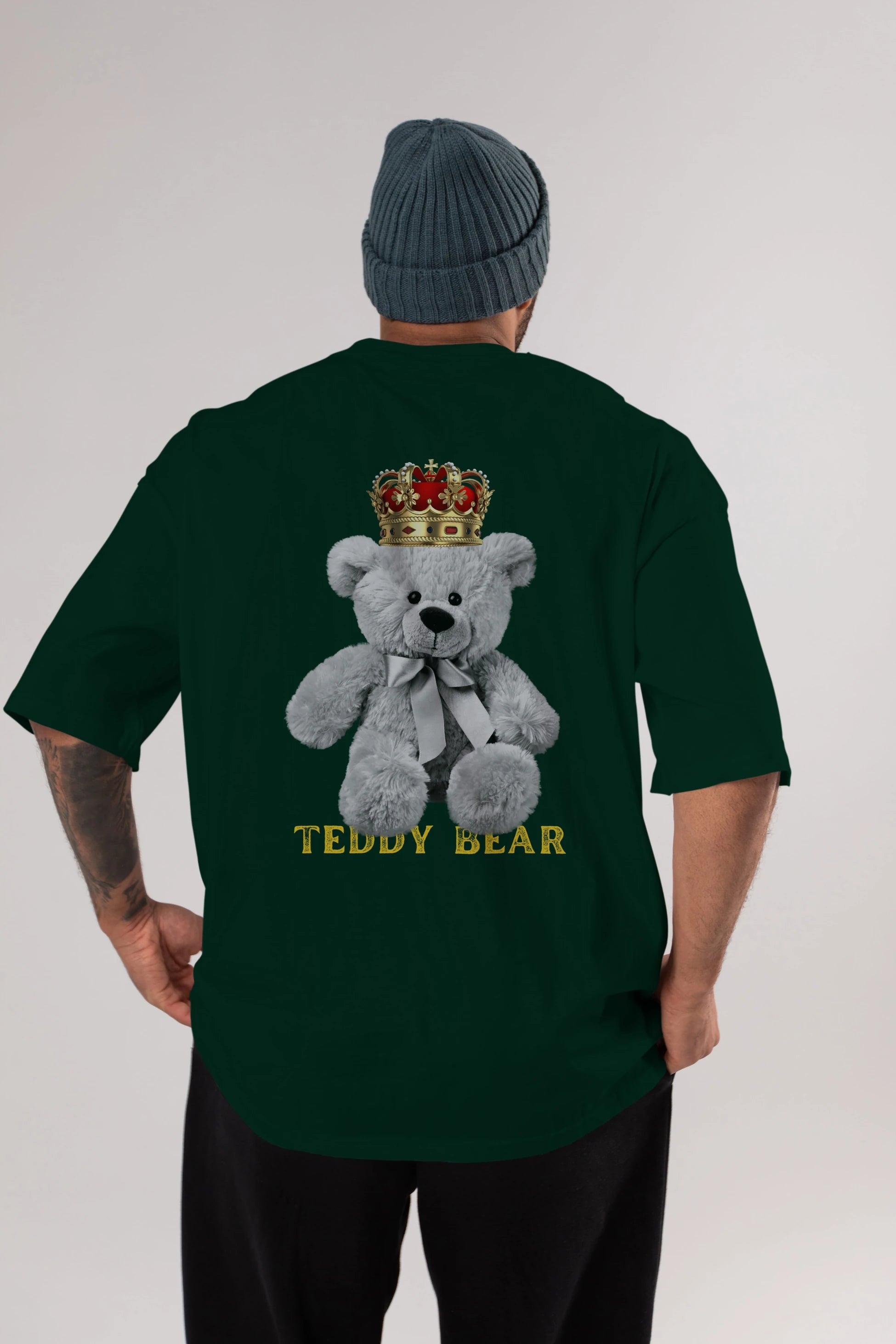 Teddy Bear Arka Baskılı Oversize t-shirt Erkek Kadın Unisex %100 Pamuk