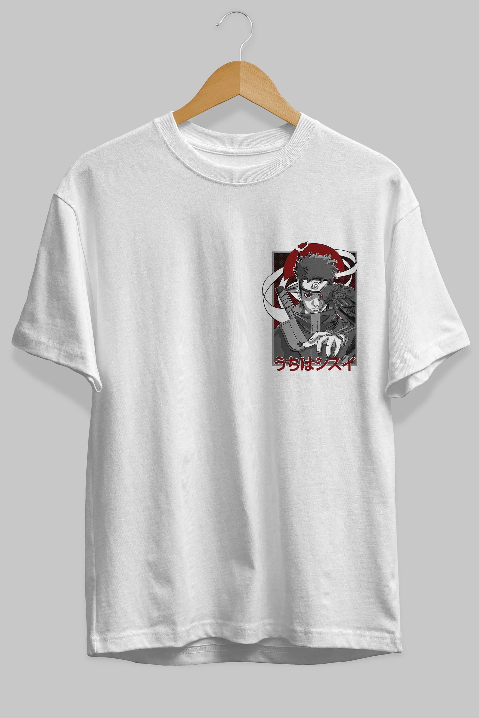 SHISUI UCHIHA NARUTO Ön Sol Baskılı Oversize t-shirt Erkek Kadın Unisex %100 Pamuk Bisiklet Yaka tişort