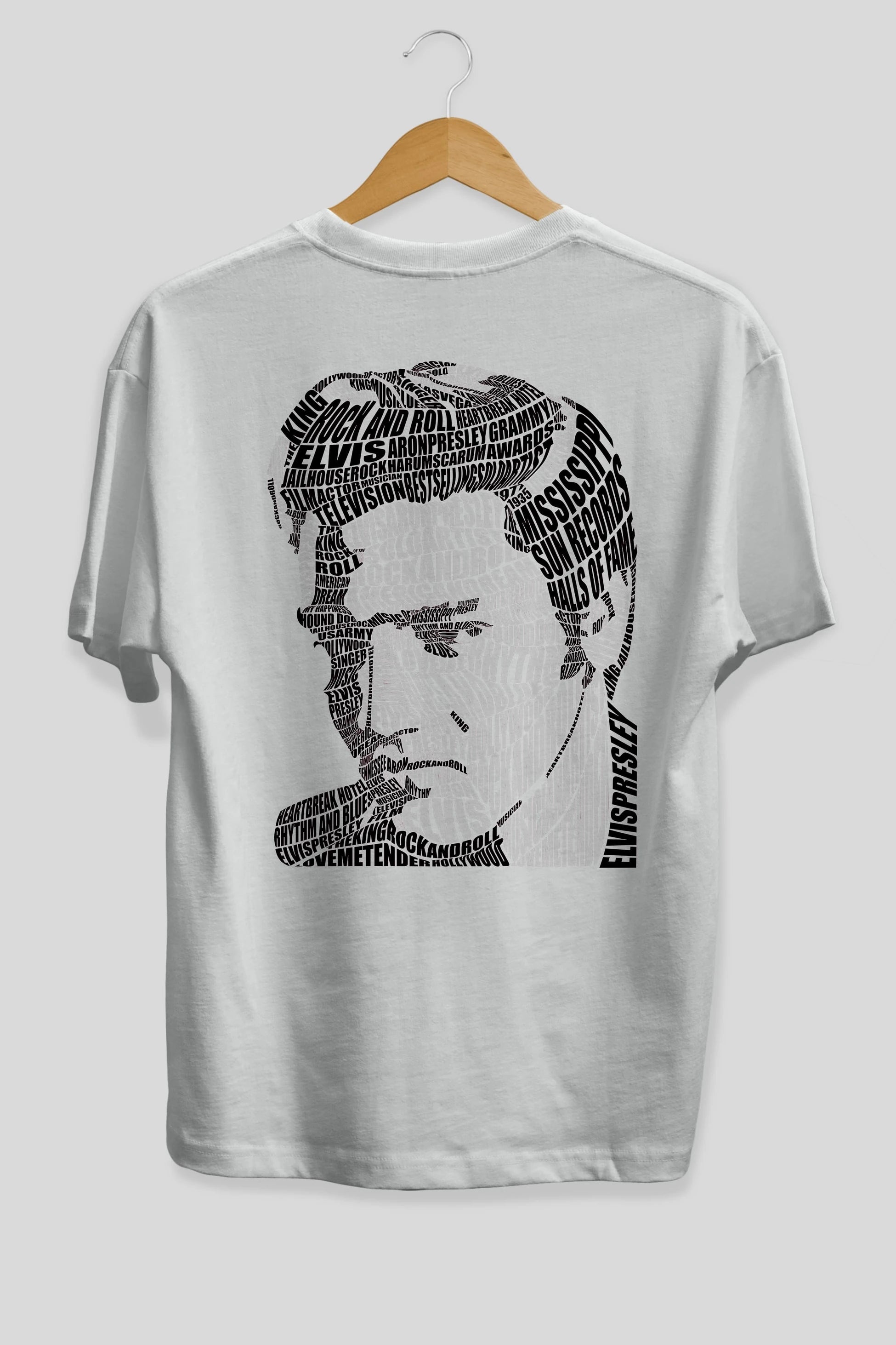 Elvis Presley Calligram Arka Baskılı Oversize t-shirt %100 pamuk Erkek Kadın Unisex