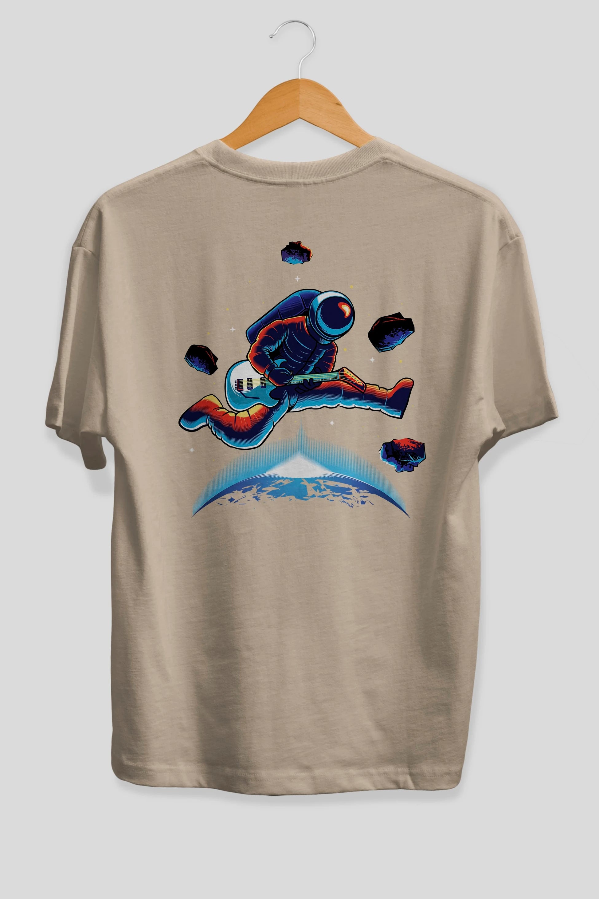 Astroguitar Arka Baskılı Oversize t-shirt Erkek Kadın Unisex