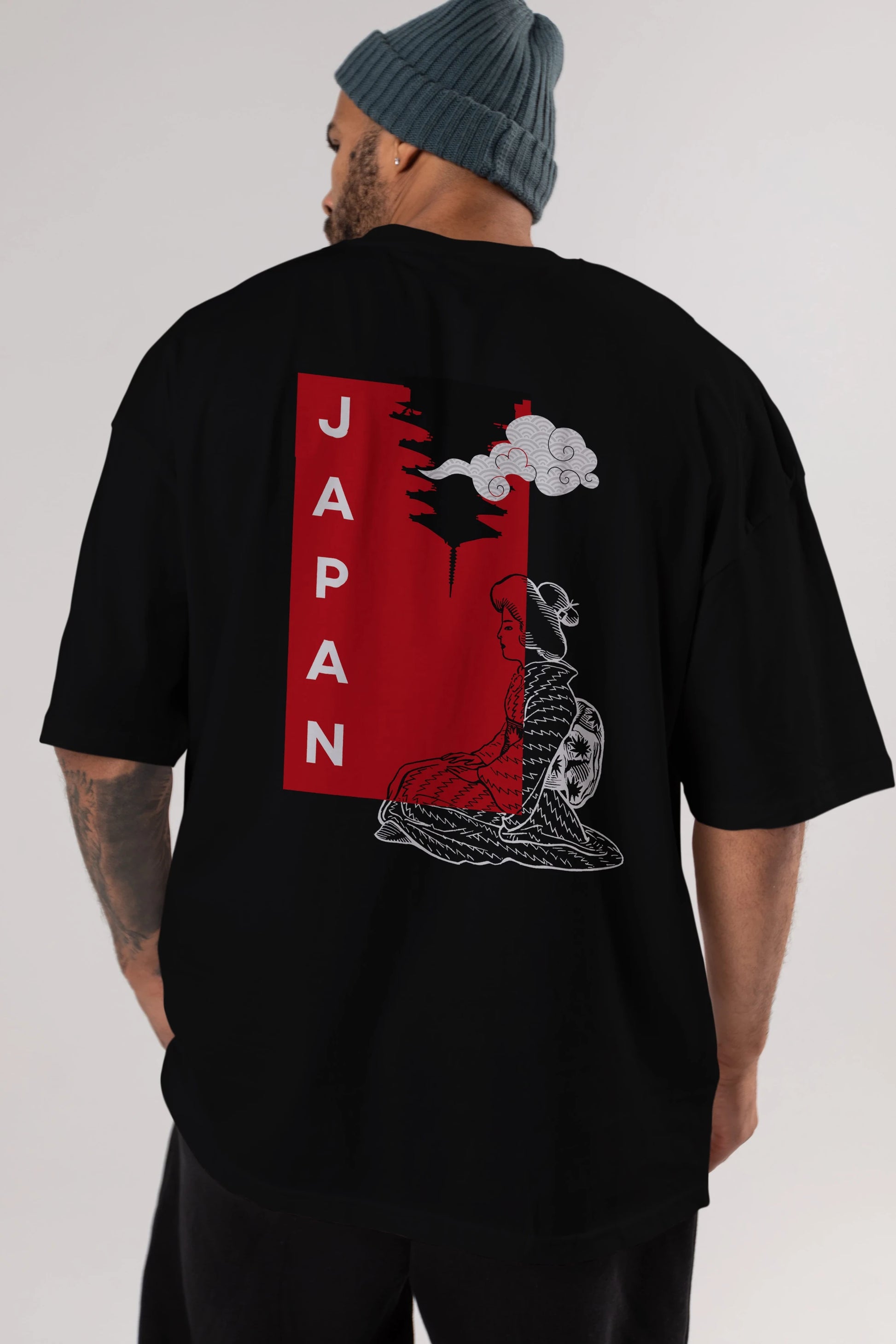 Japan Yazılı Streetwear Arka Baskılı Oversize t-shirt Erkek Kadın Unisex
