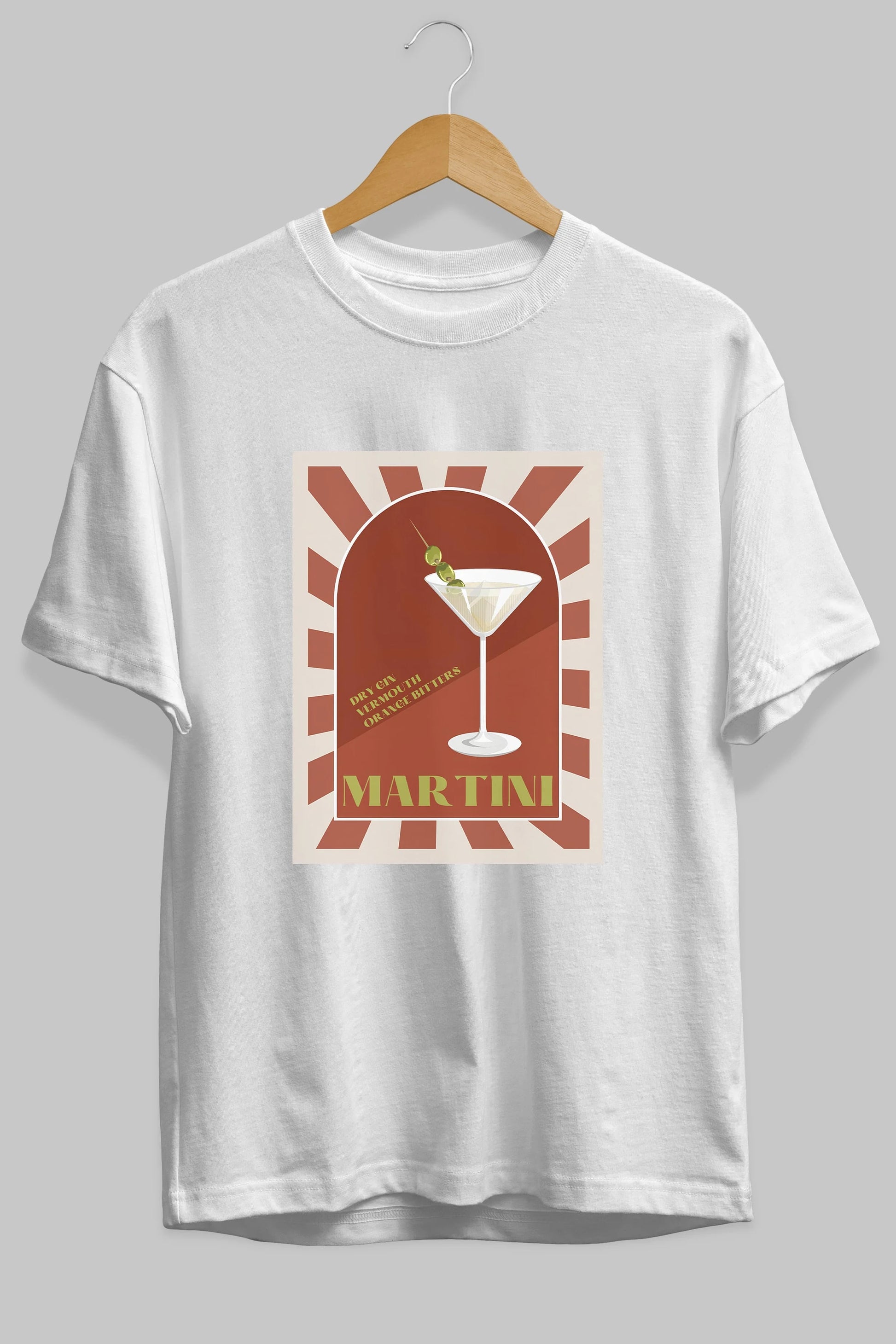 Martini 2 Ön Baskılı Oversize t-shirt Erkek Kadın Unisex %100 Pamuk Bisiklet Yaka tişort