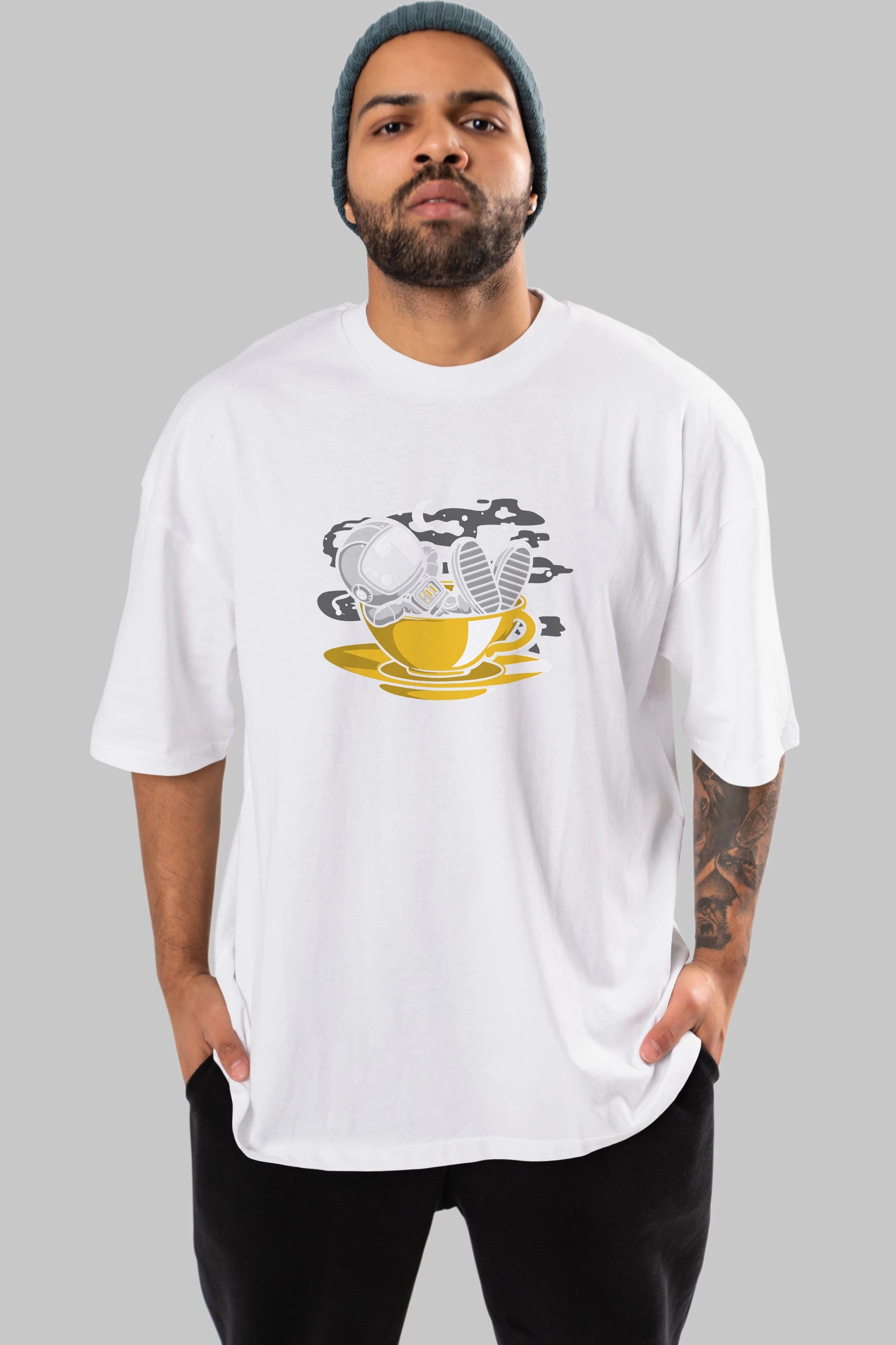 Astronaut Relax Ön Baskılı Oversize t-shirt Erkek Kadın Unisex