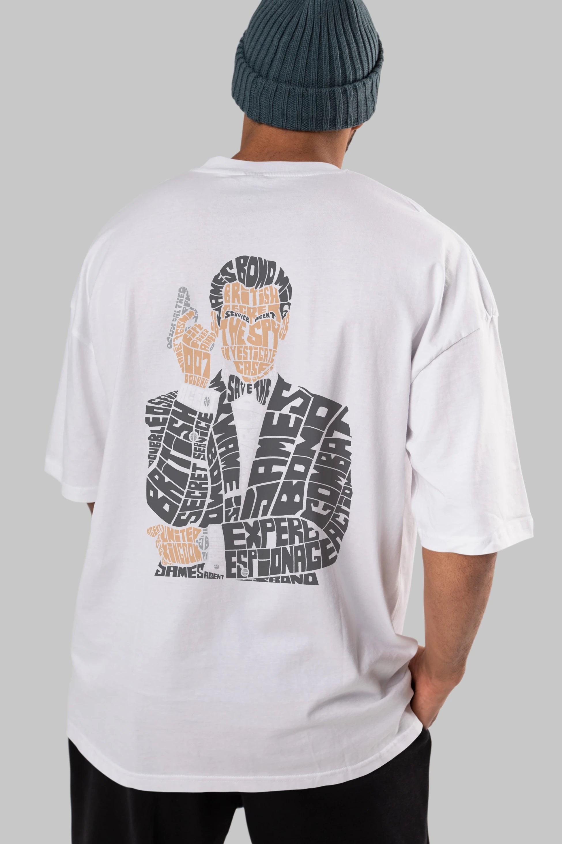 James Bond Arka Baskılı Oversize t-shirt %100 pamuk Erkek Kadın Unisex