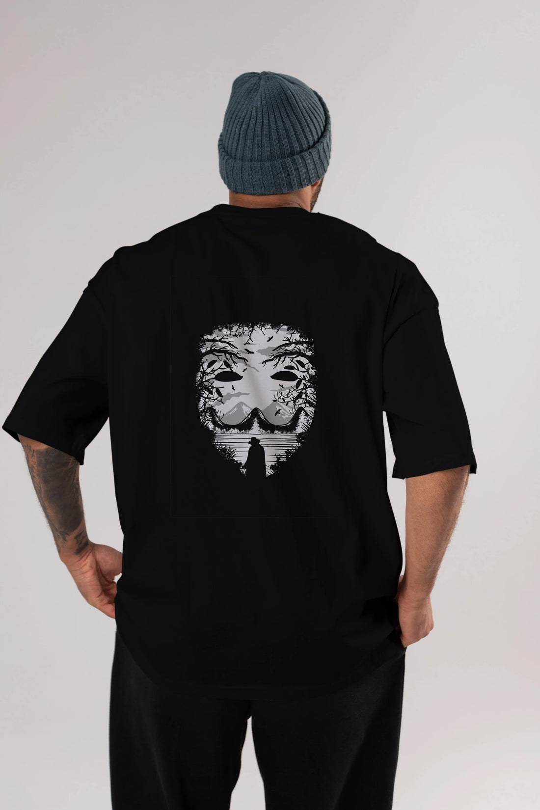 The Mask (2) Arka Baskılı Oversize t-shirt %100 pamuk Erkek Kadın Unisex