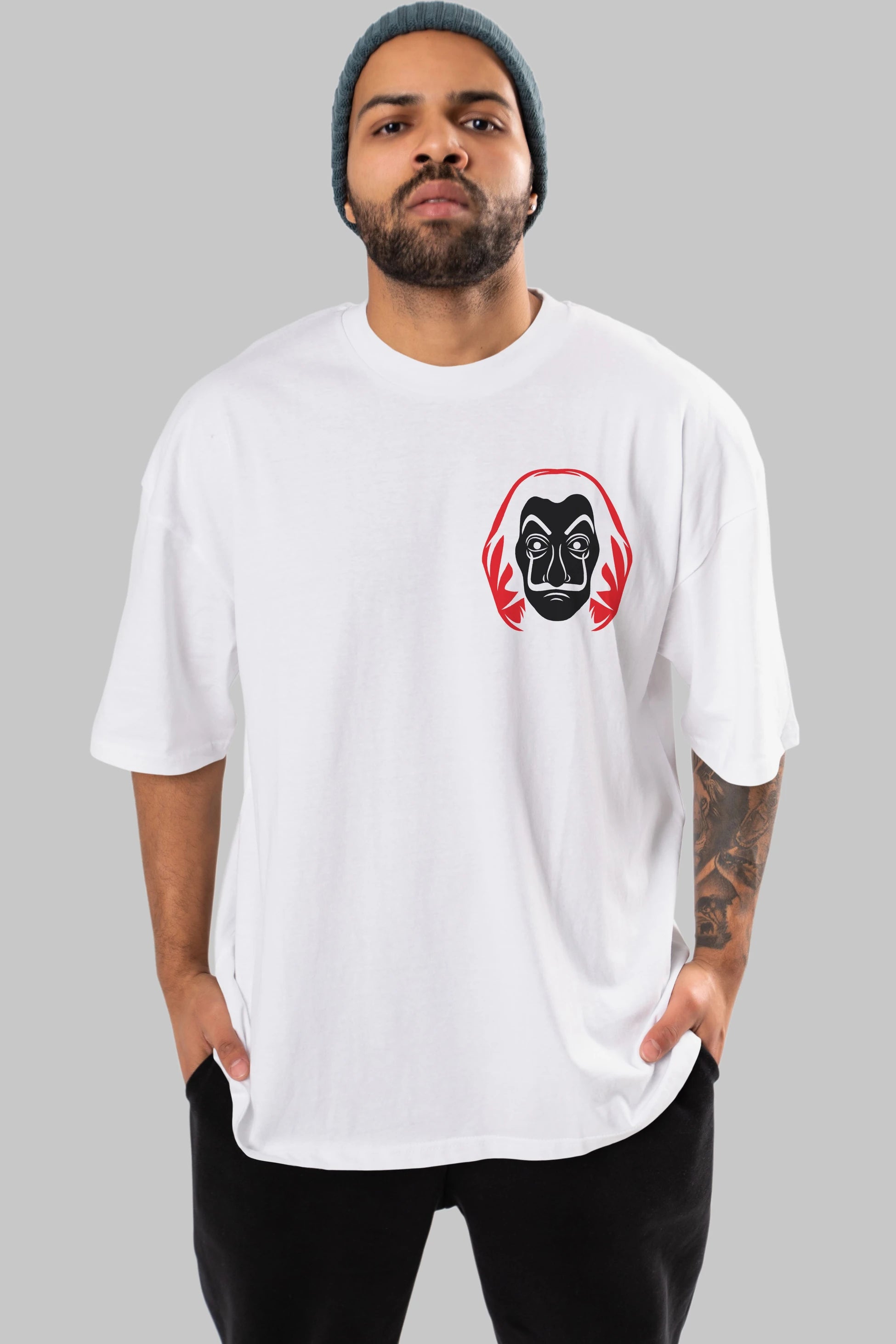 La Casa De Papel (8) Ön Sol Baskılı Oversize t-shirt Erkek Kadın Unisex %100 Pamuk Bisiklet Yaka tişort