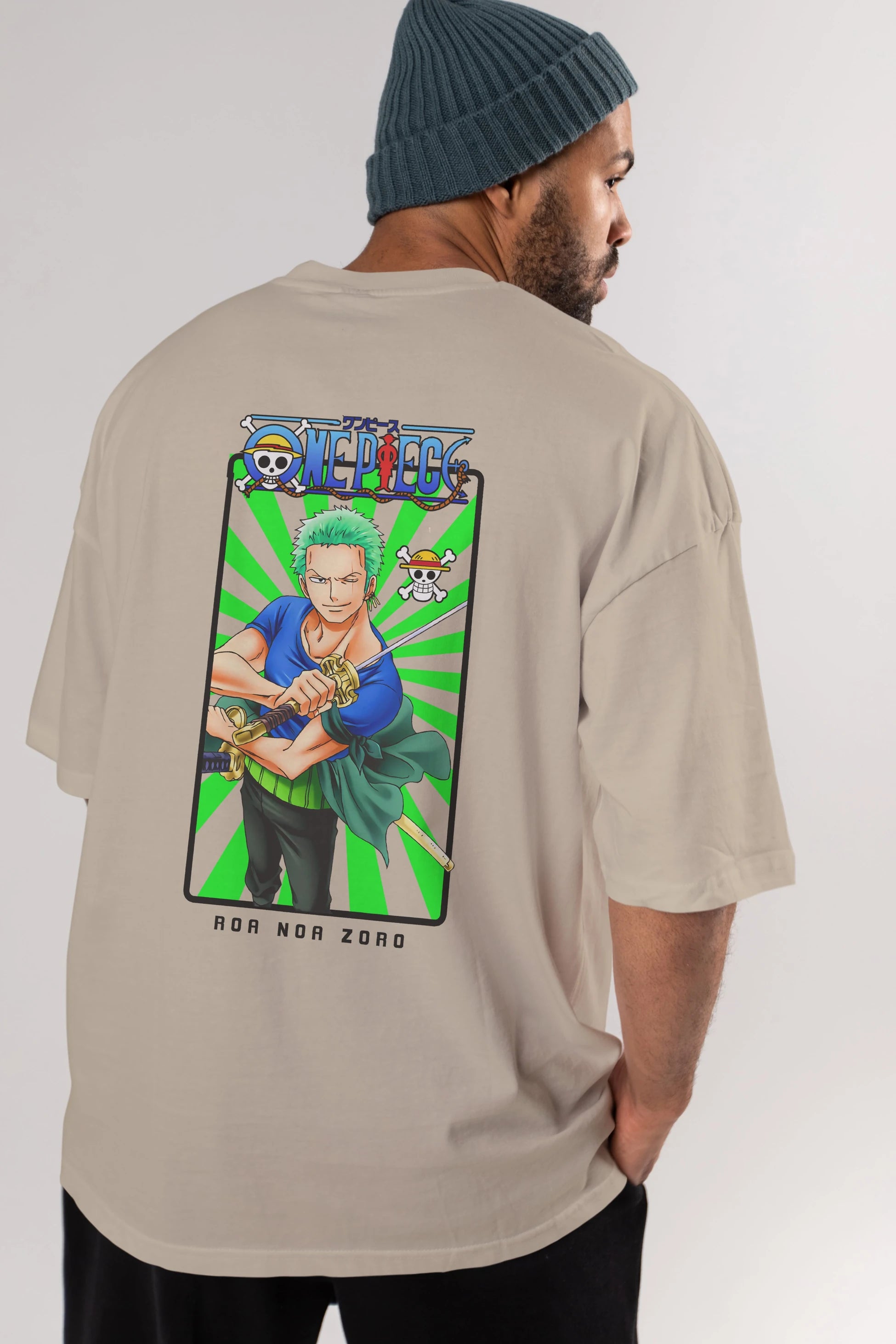 Roronoa Zoro 6 Anime Arka Baskılı Oversize t-shirt Erkek Kadın Unisex %100 pamuk tişort