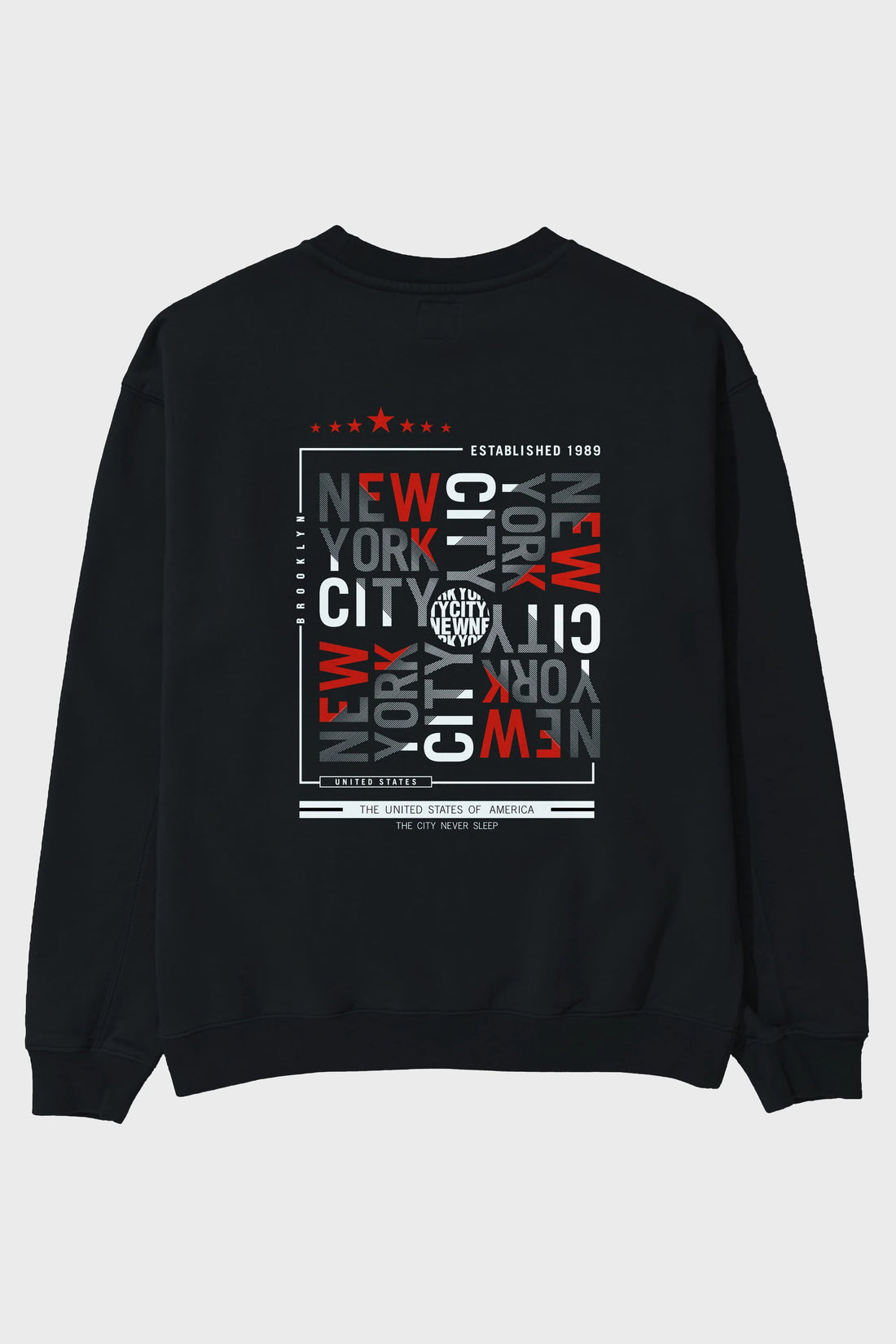 New York Style 2 Arka Baskılı Oversize Sweatshirt Erkek Kadın Unisex