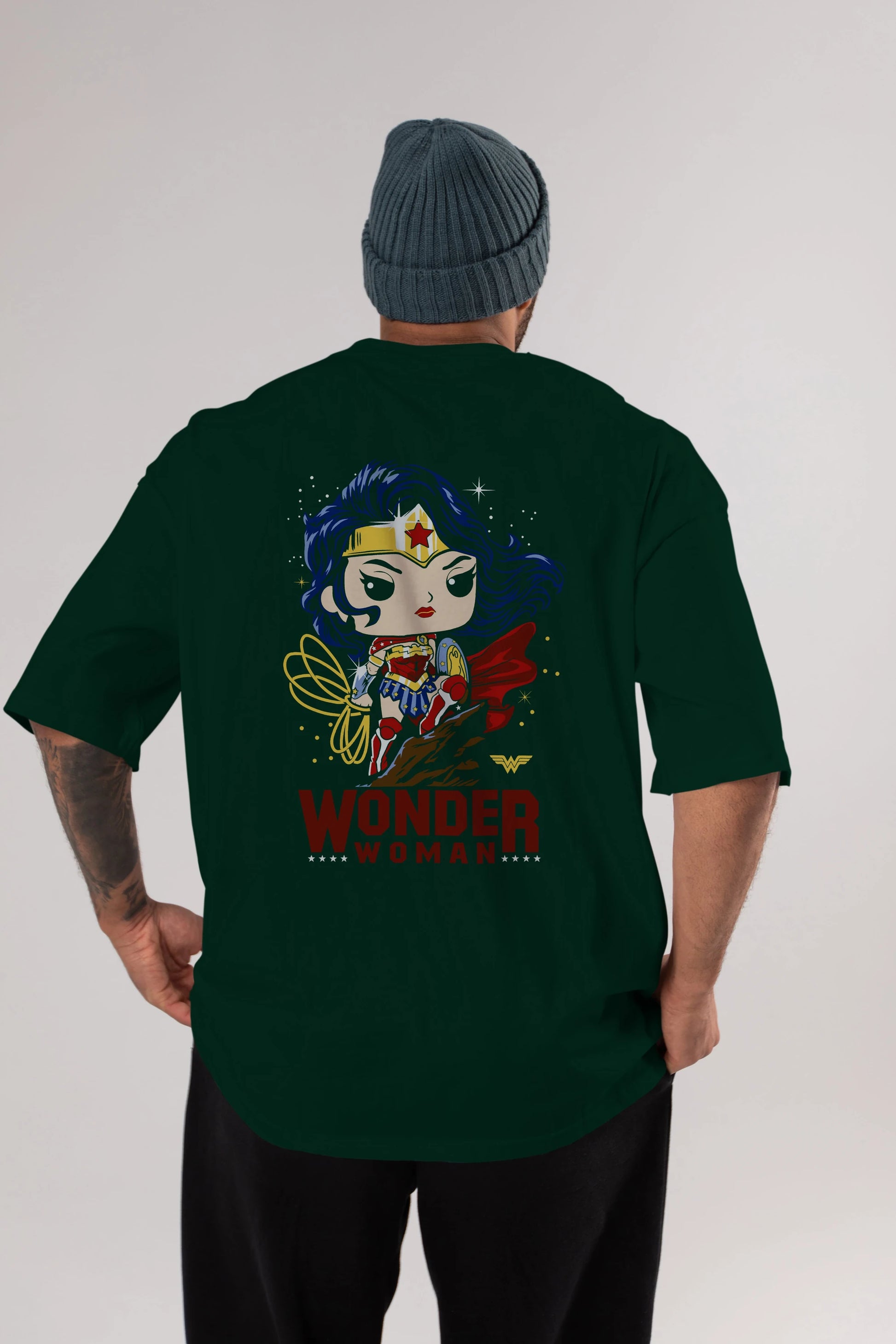 Wonder Woman (2) Arka Baskılı Oversize t-shirt Erkek Kadın Unisex %100 Pamuk Bisiklet Yaka tişort