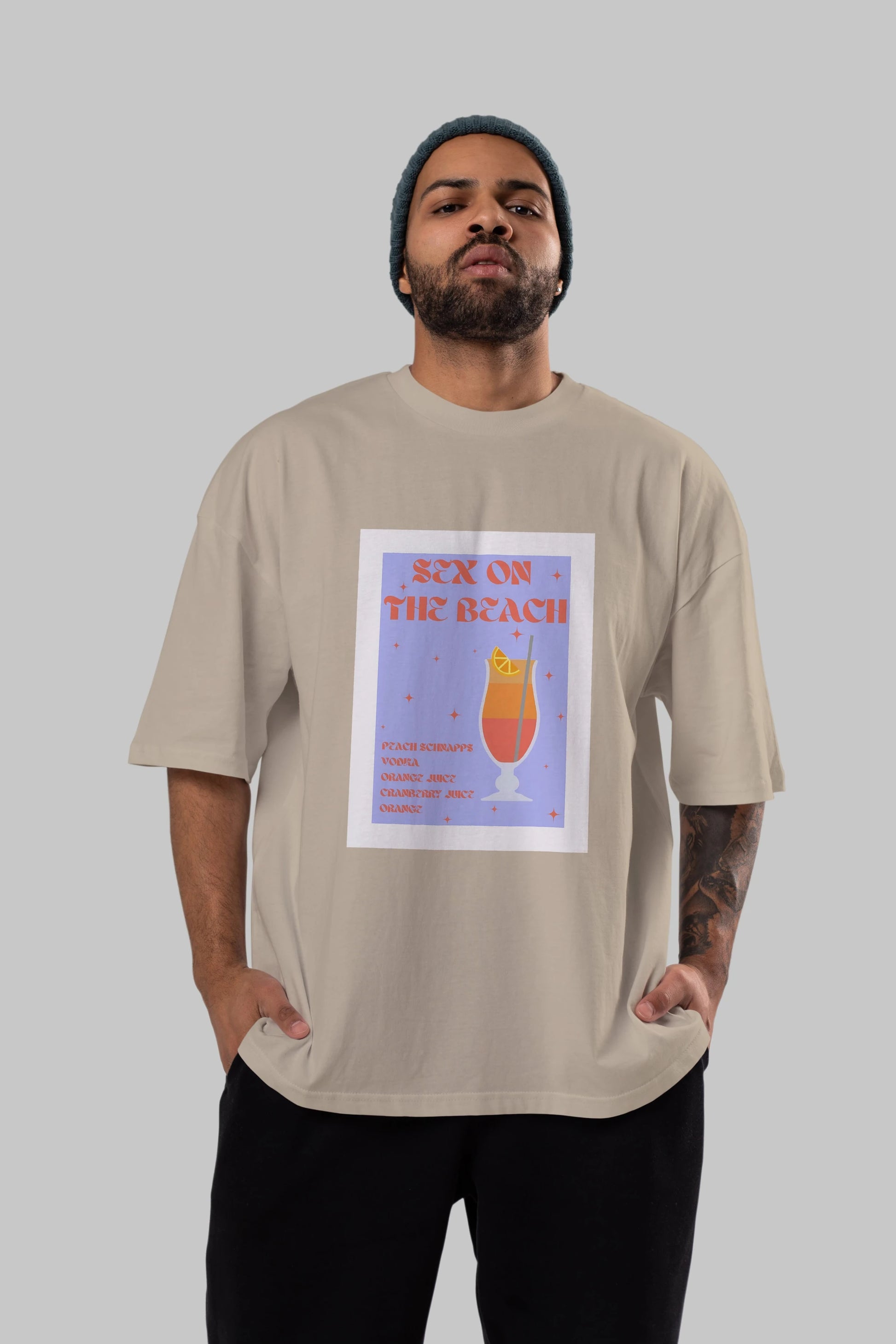 Sex On The Beach Ön Baskılı Oversize t-shirt Erkek Kadın Unisex %100 Pamuk Bisiklet Yaka tişort