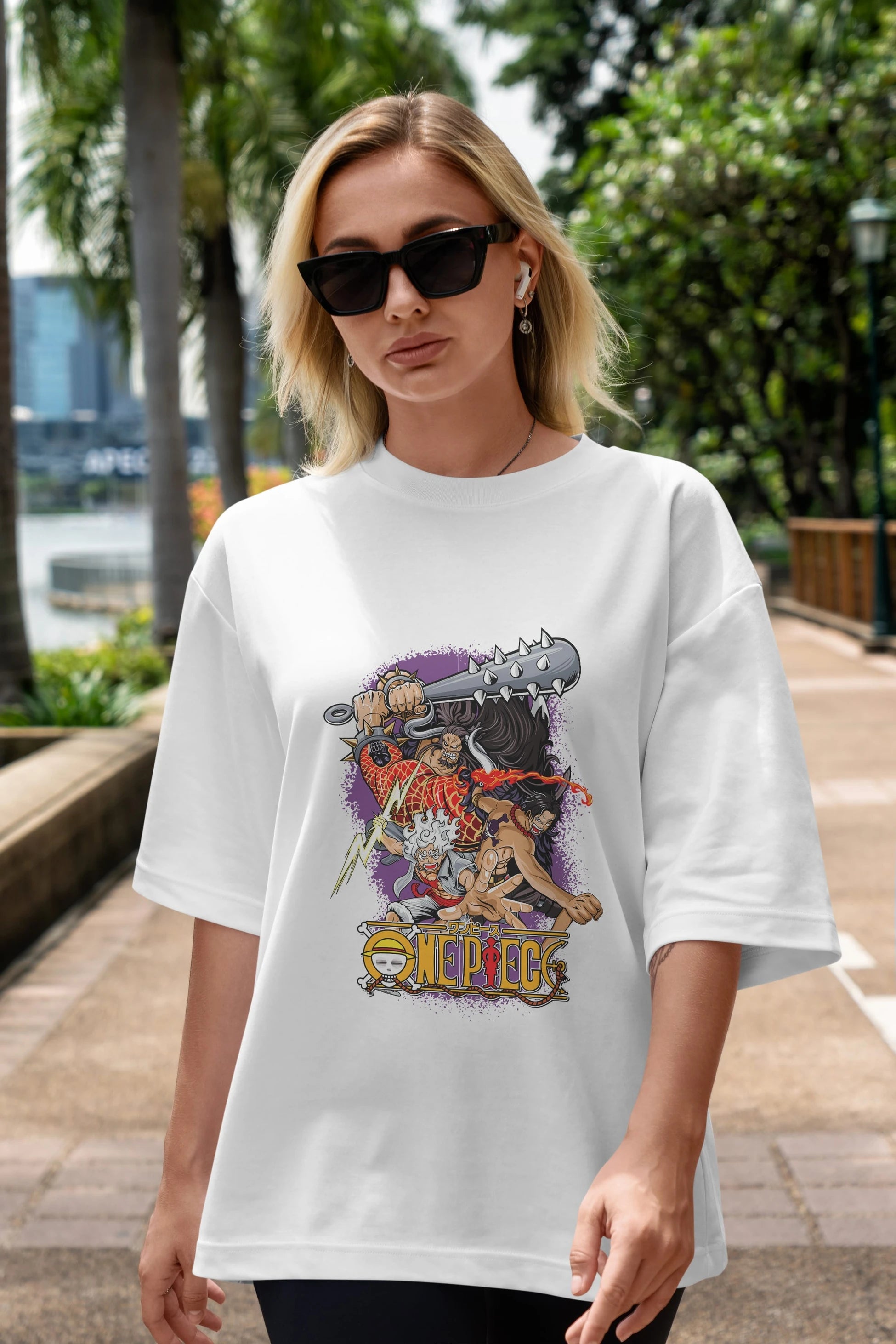 ONE PIECE (6) Anime Ön Baskılı Oversize t-shirt %100 pamuk Erkek Kadın Unisex